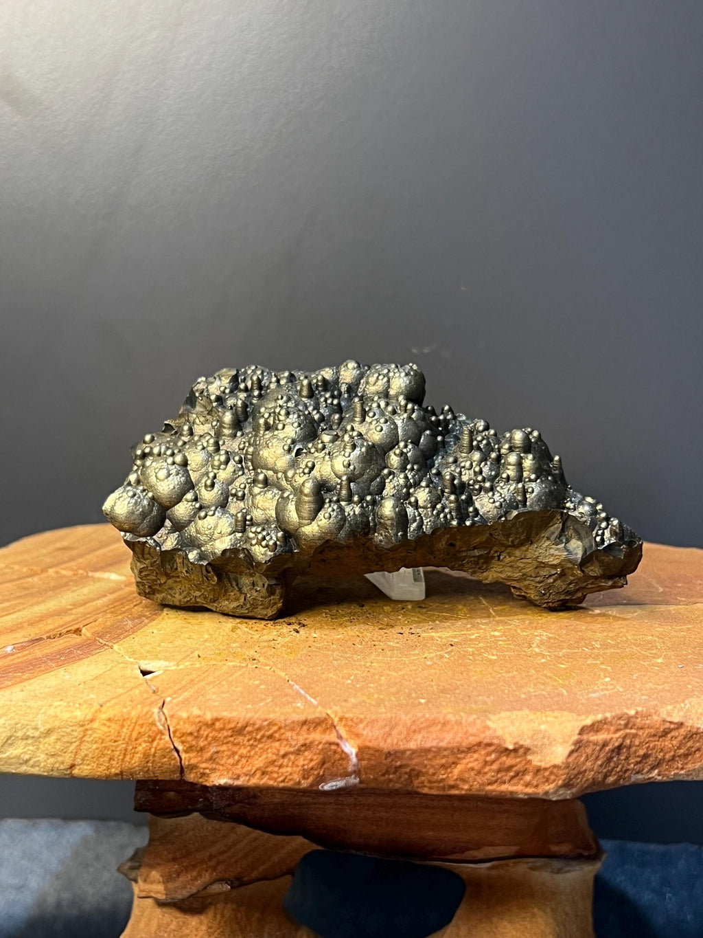 Very Showy Golden Color Stalactite And Botryoidal Formation Goethite Specimen - Crystal Gemstone AE 