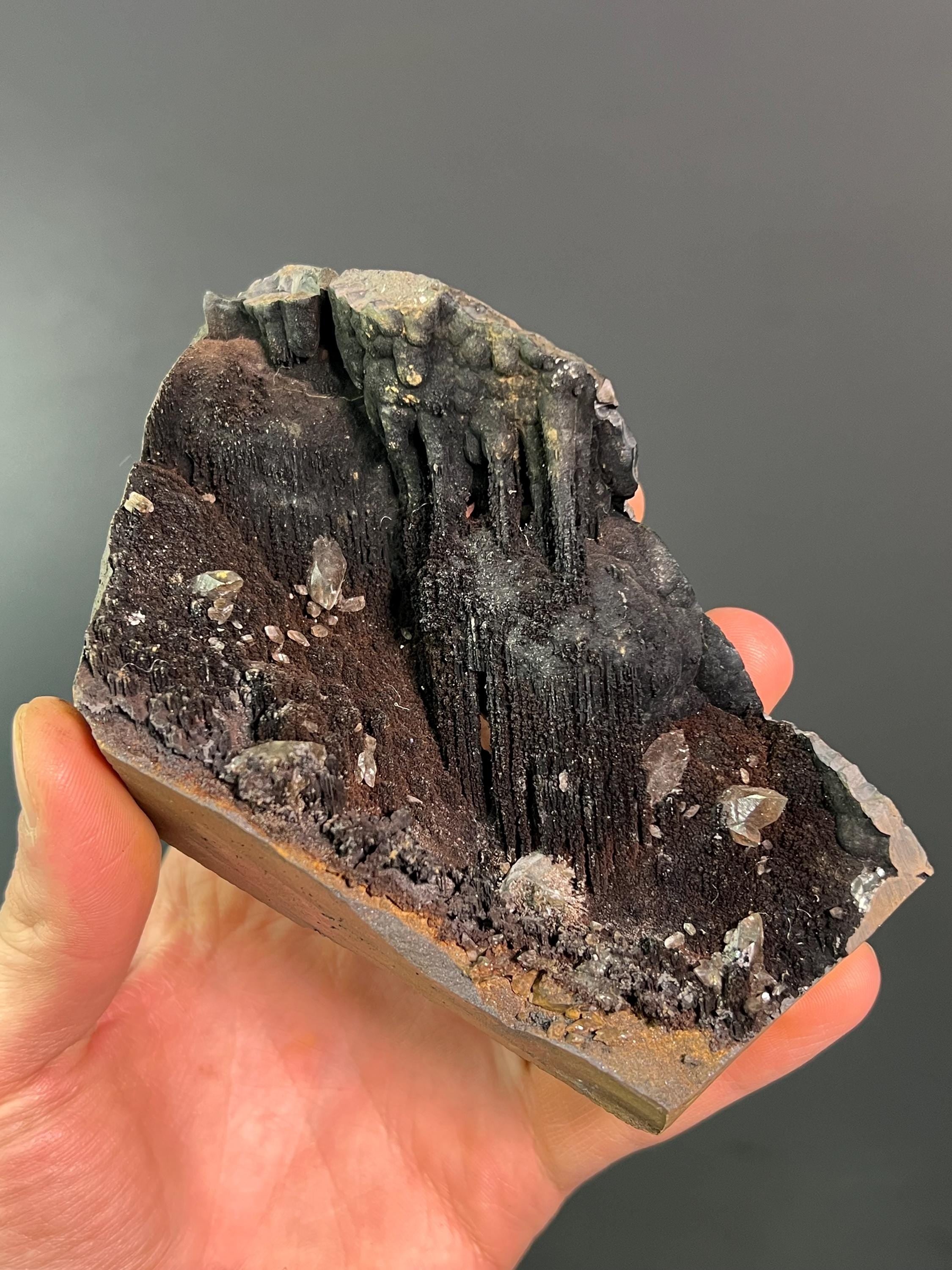 Museum Grade Crystal Barite On Stalactite Goethite - Crystal Gemstone AE 