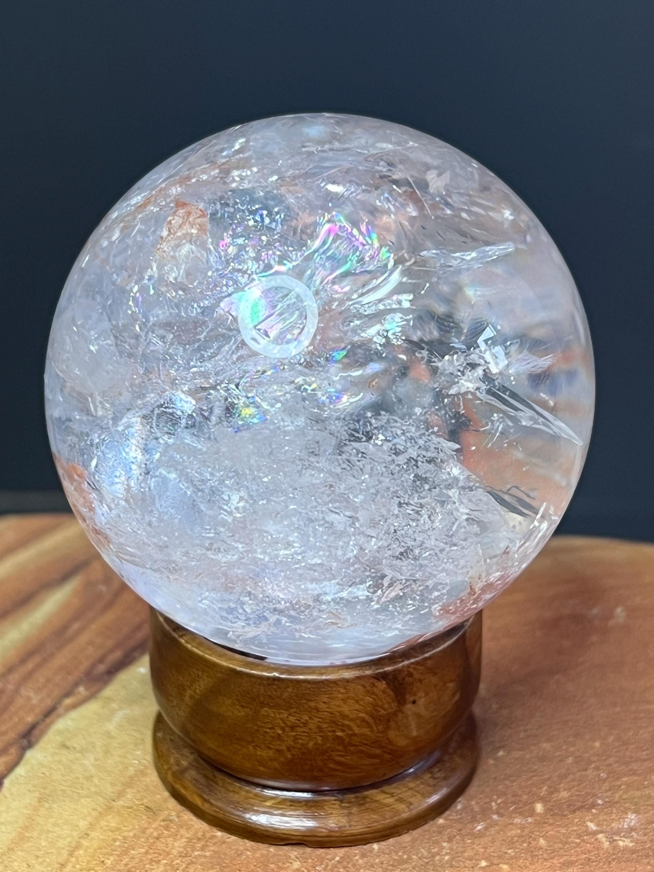 Rainbow Lemurian Quartz Sphere: 6cm Crystal from Brazil - Crystal Gemstone AE 