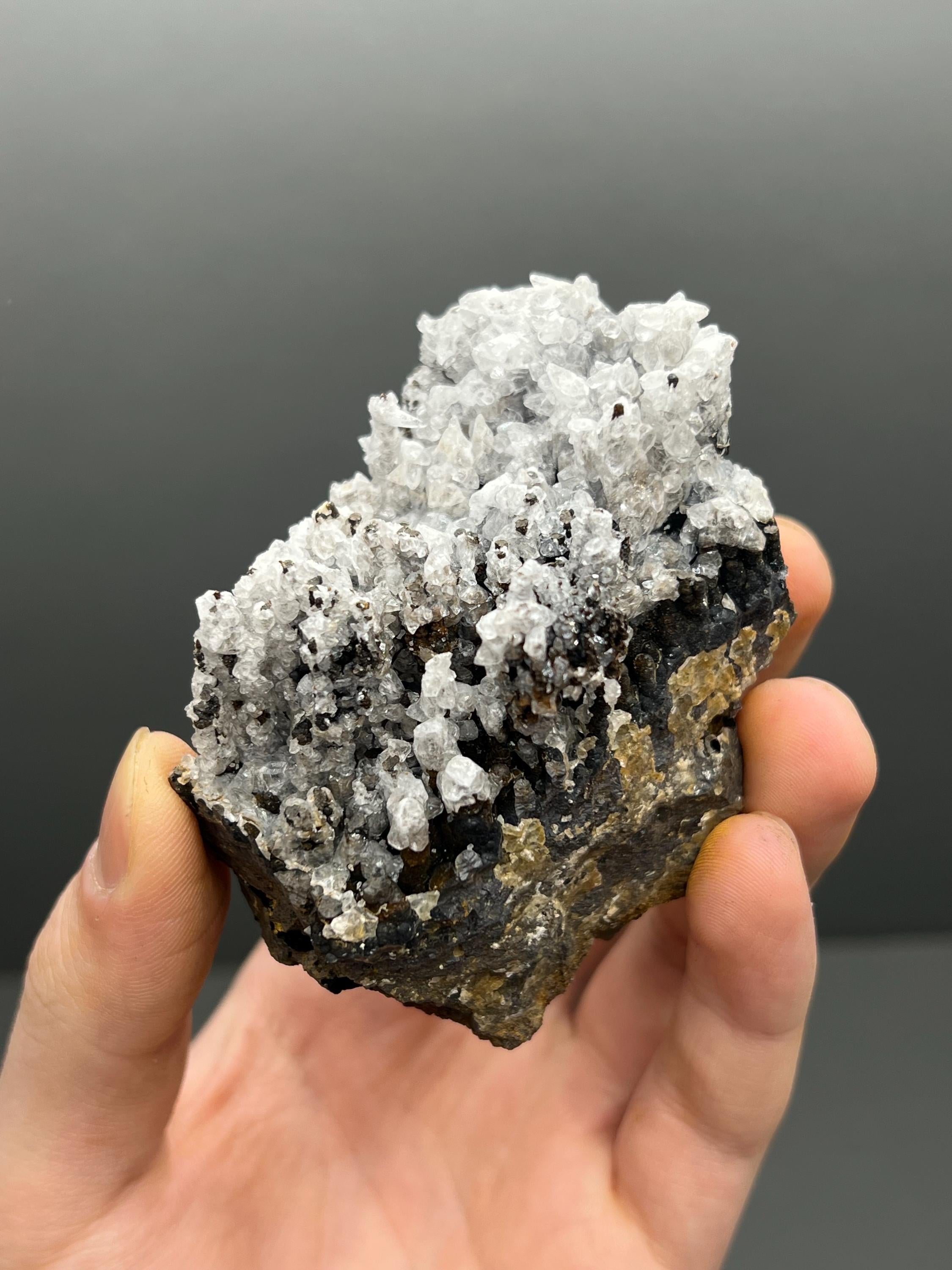 Crystal Calcite On Small Stalactites Hematite Specimen - Crystal Gemstone AE 