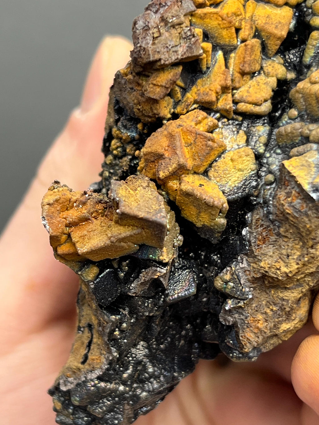 Very Unique And Very Showy, Colorful goethite on siderite, Special Collection Piece - Crystal Gemstone AE 