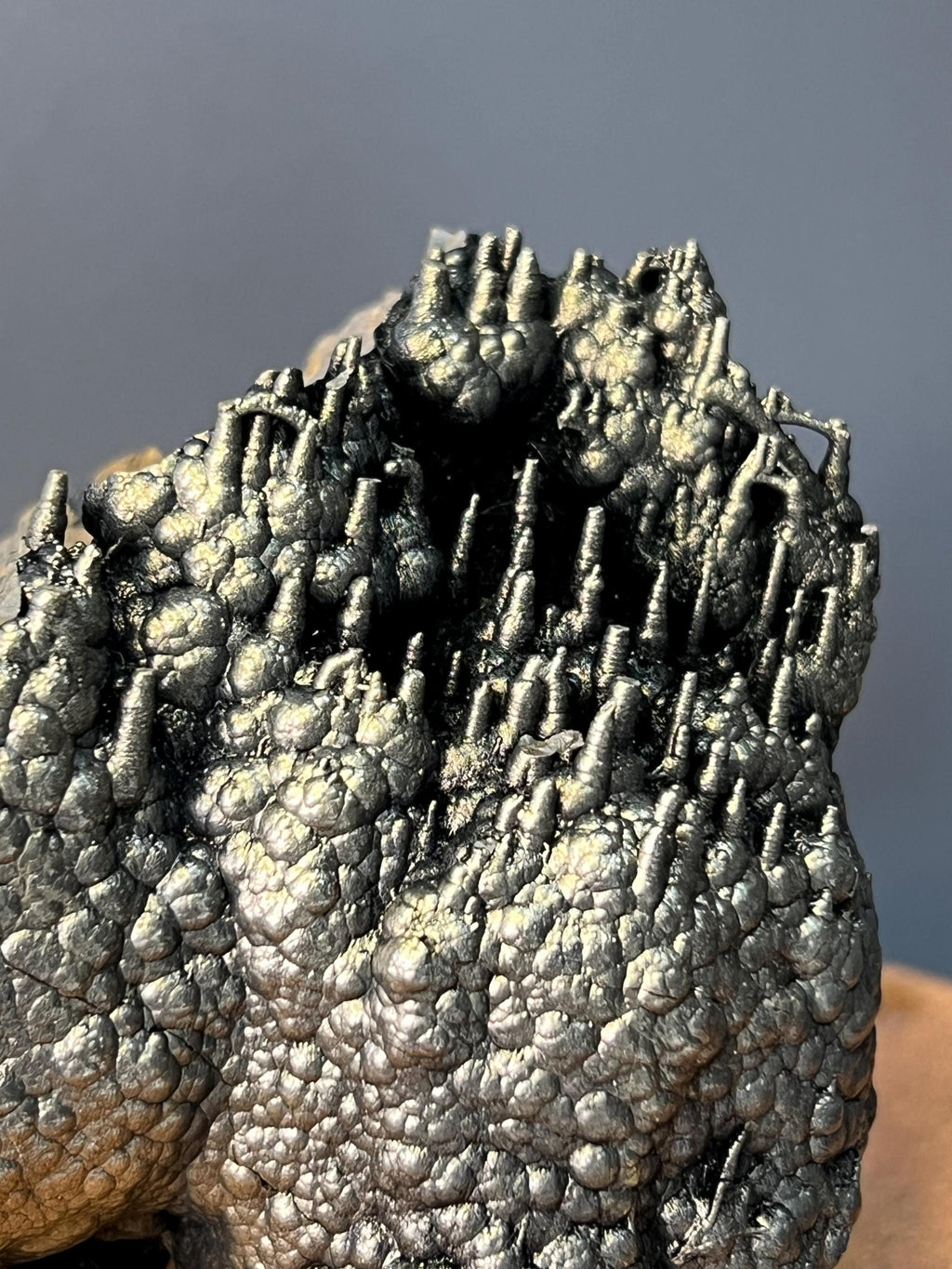Very Showy Golden Color Stalactite And Botryoidal Formation Goethite Specimen - Crystal Gemstone AE 
