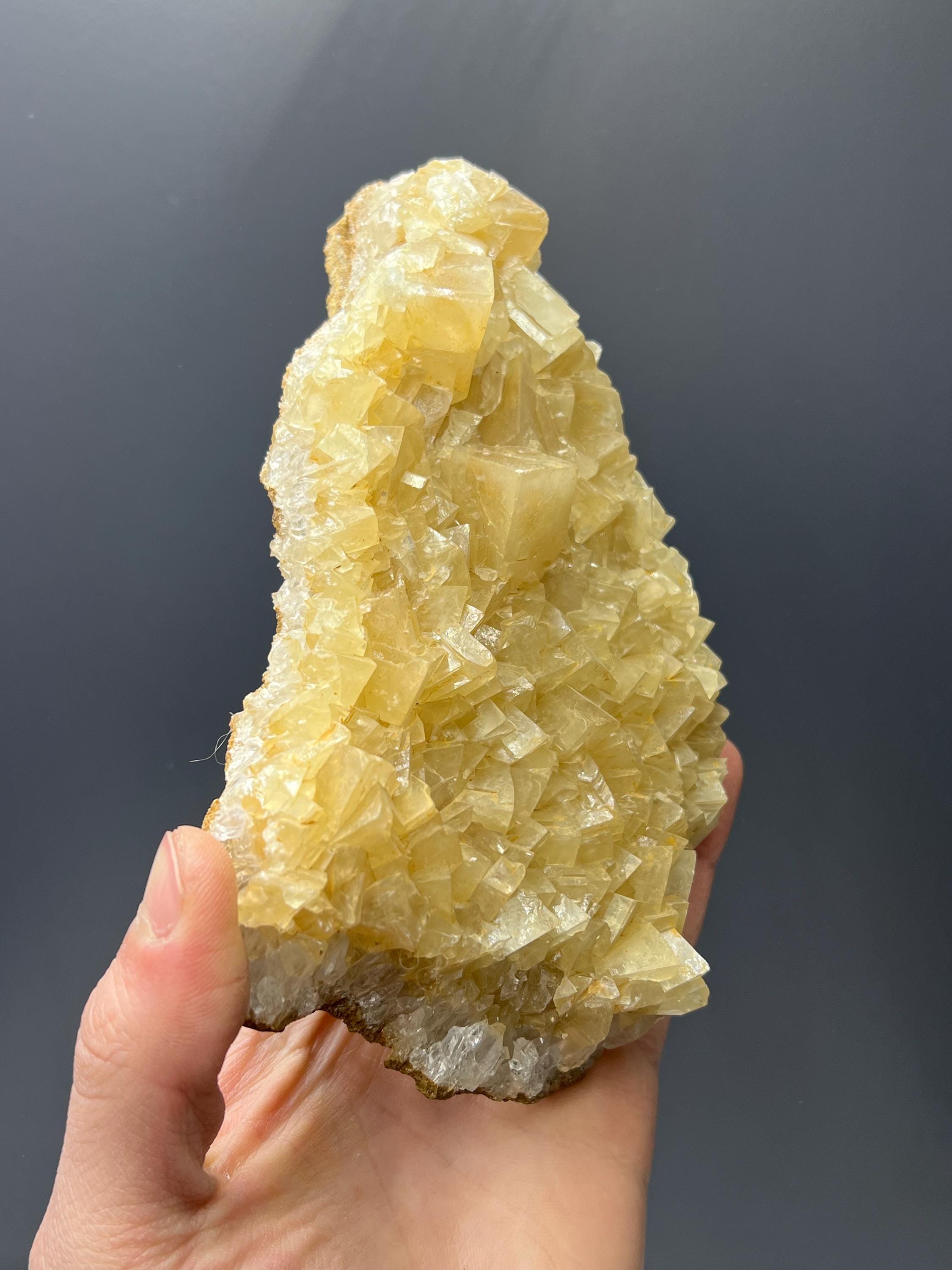 Yellow Crystal Calcite Specimen - Crystal Gemstone AE 