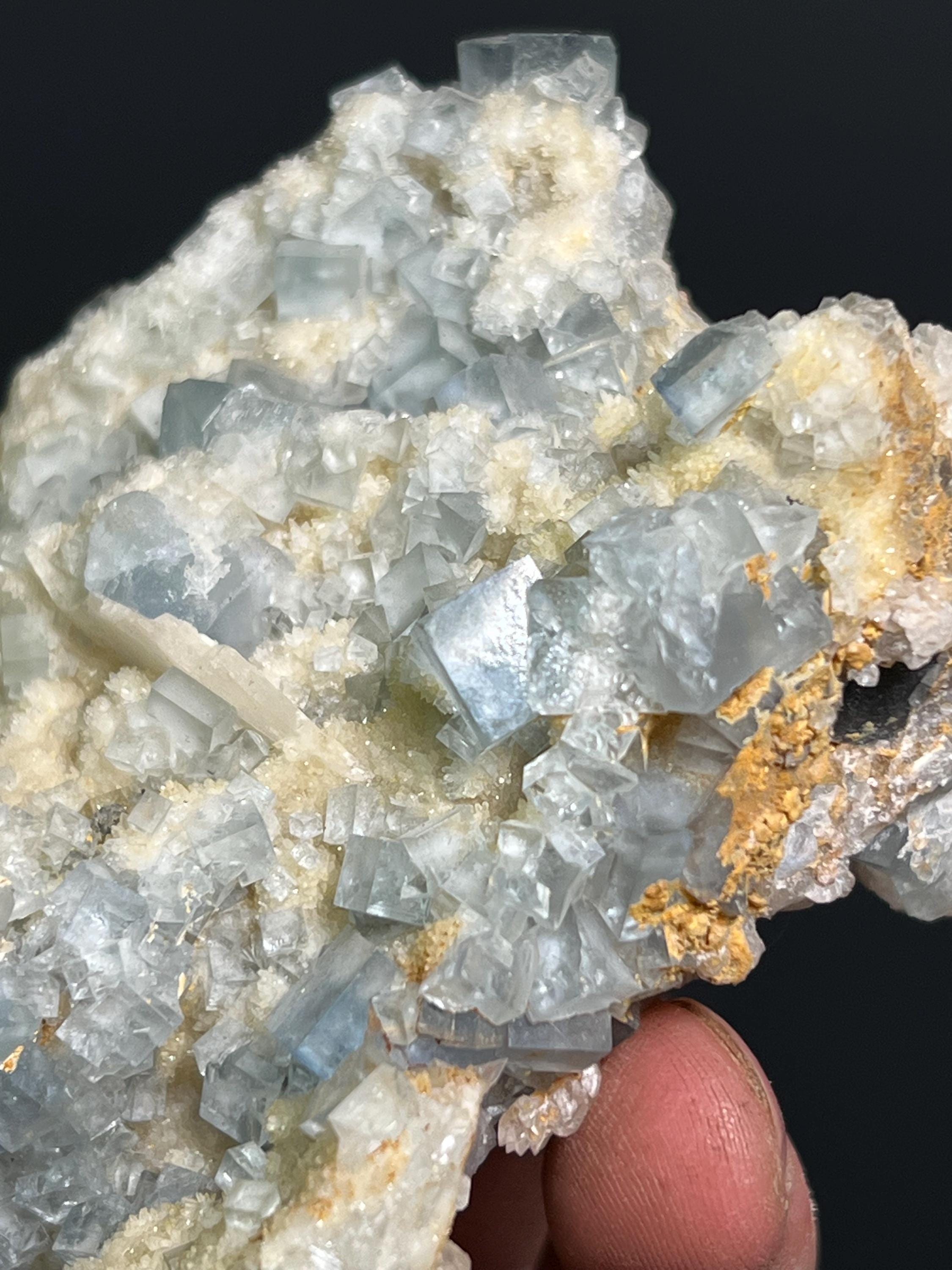 Blue Fluorite With Stilbite, 518gram - Crystal Gemstone AE 
