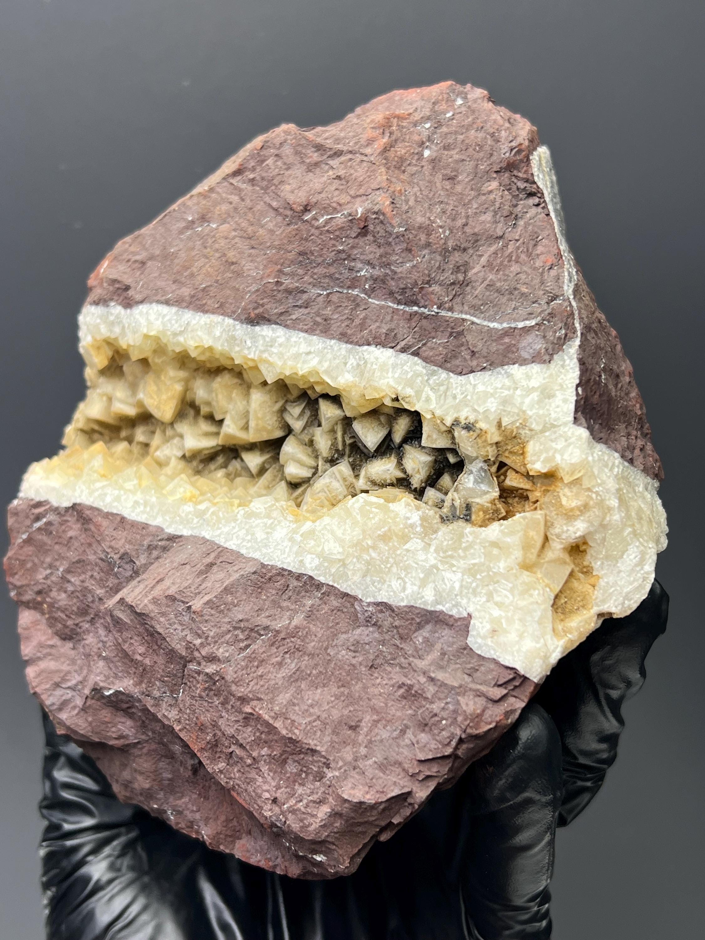 Calcite With Hematite Specimen - Crystal Gemstone AE 