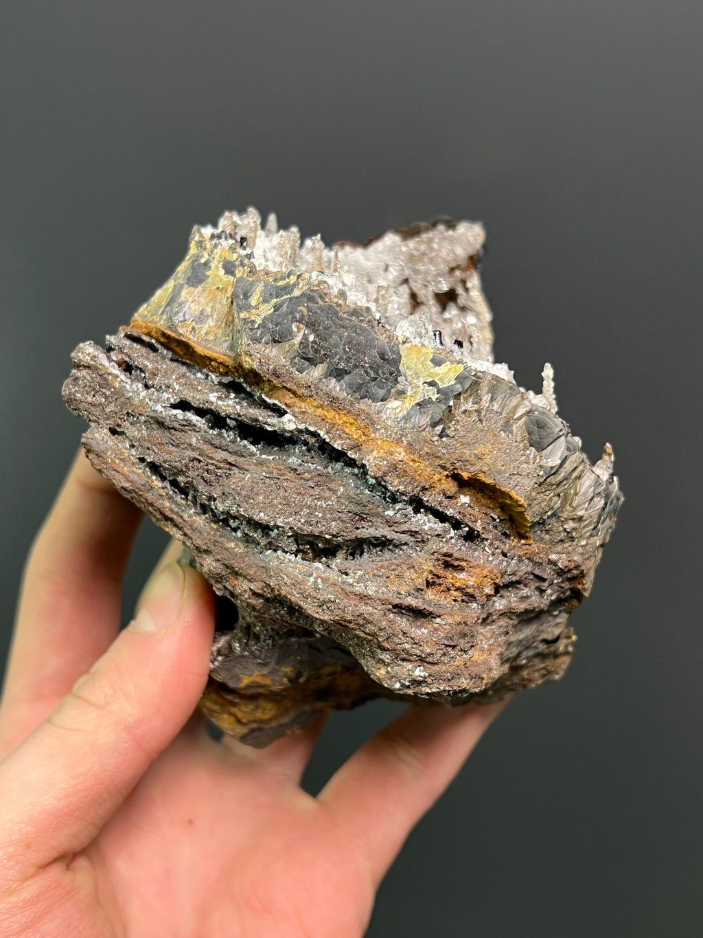 Museum Grade Crystal Calcite And Barite With Stalactite Goethite - Crystal Gemstone AE 