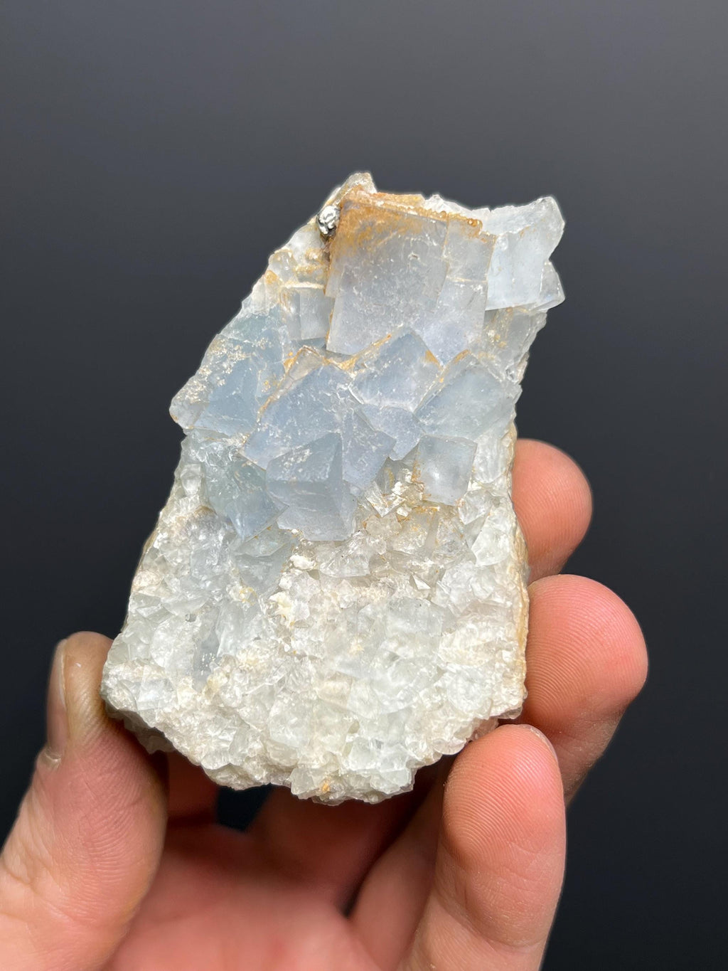 Blue Fluorite On Calcite Specimen, 136gram - Crystal Gemstone AE 
