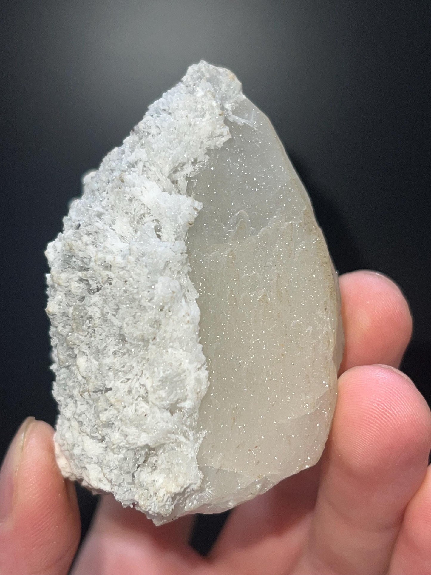 Snow Crystal Calcite On Druzy Crystal Quartz - Crystal Gemstone AE 