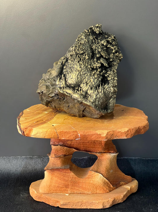 Museum Grade! Very Special Golden Color Stalactite And Botryoidal Formation Goethite Specimen - Crystal Gemstone AE 