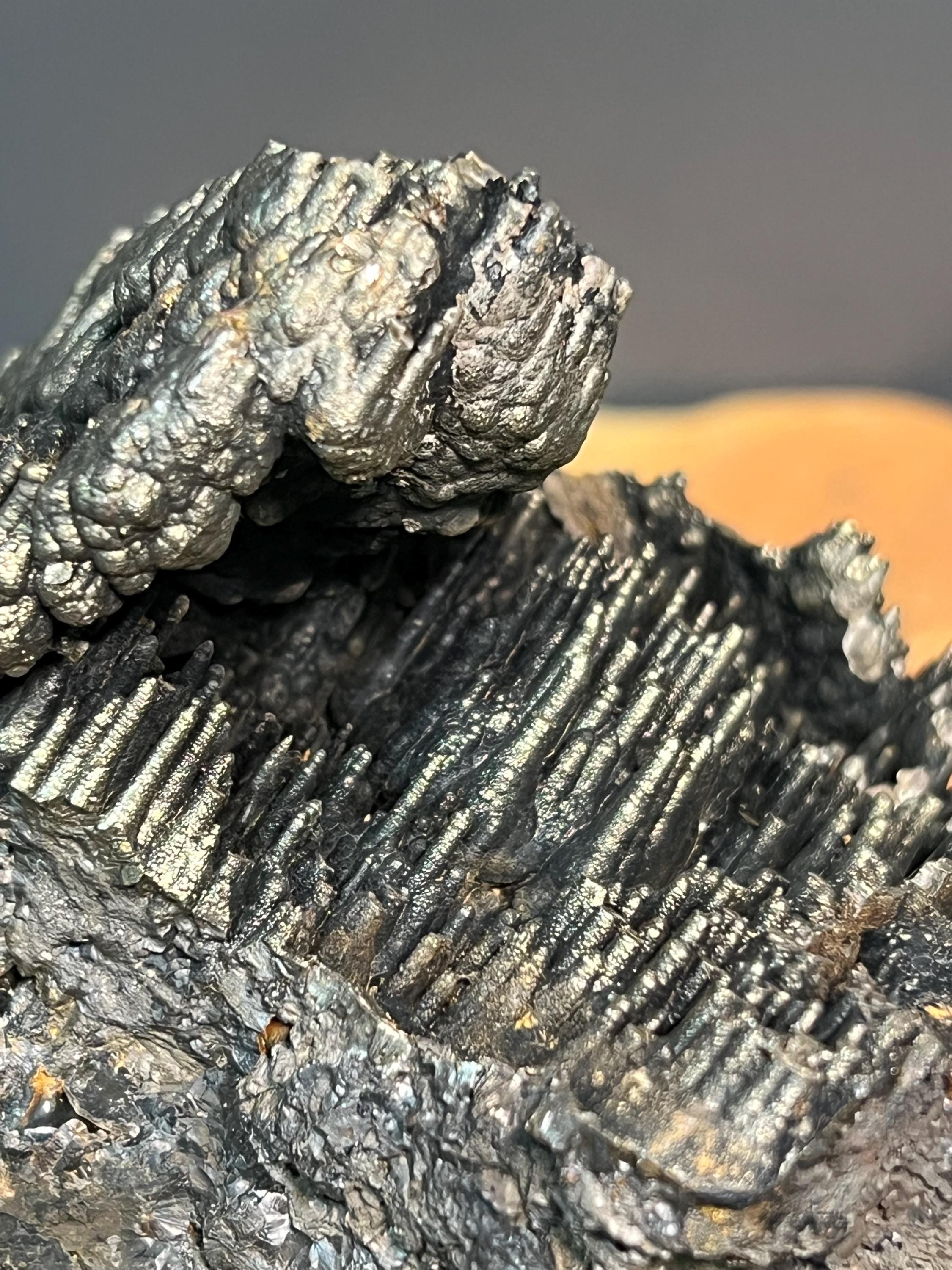 Museum Grade Double Sided Golden Color Stalactite Goethite, For Special Collection - Crystal Gemstone AE 