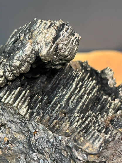 Museum Grade Double Sided Golden Color Stalactite Goethite, For Special Collection - Crystal Gemstone AE 