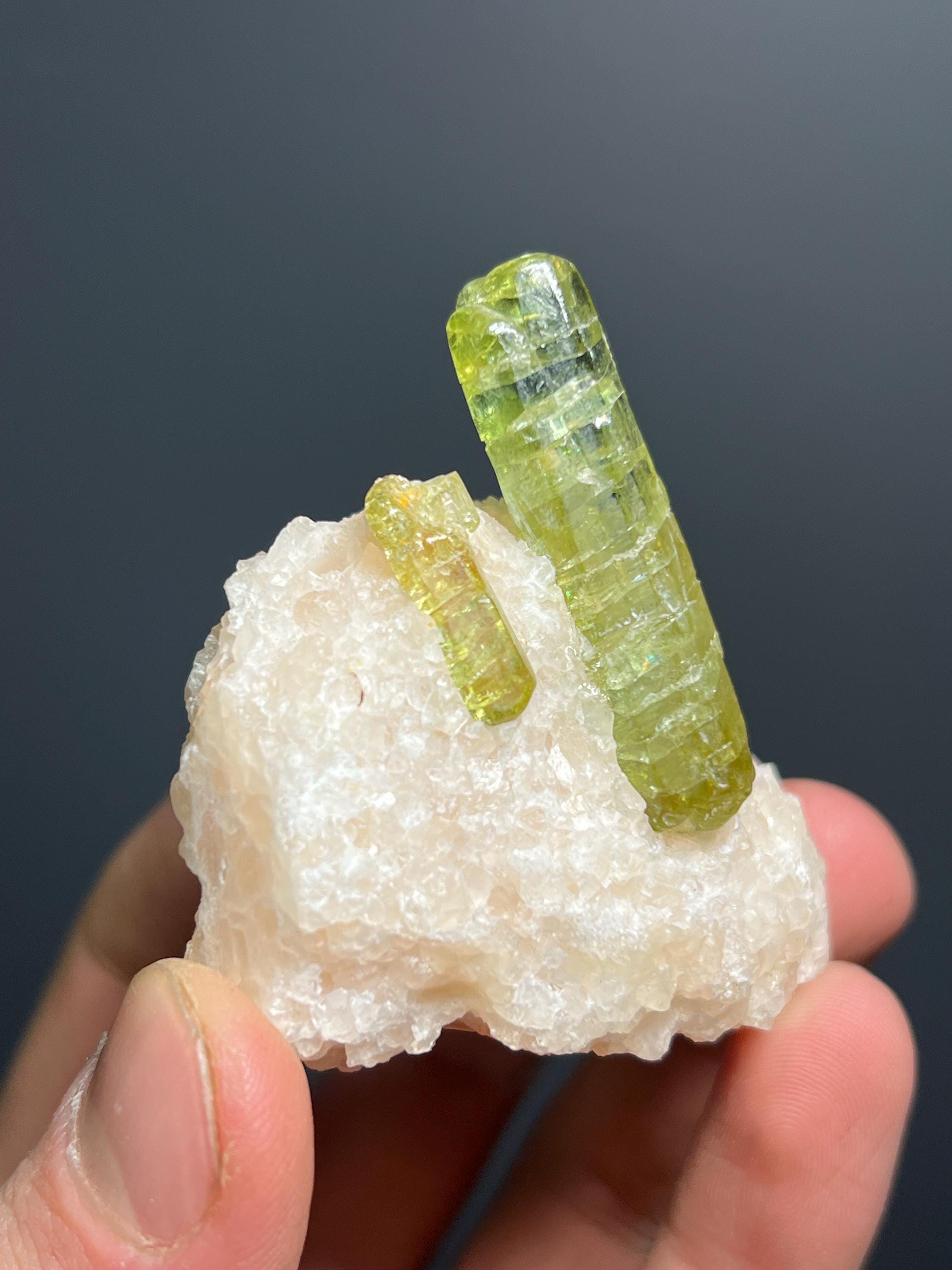 Apatite Crystals In Calcite Specimen, 98gram - Crystal Gemstone AE 