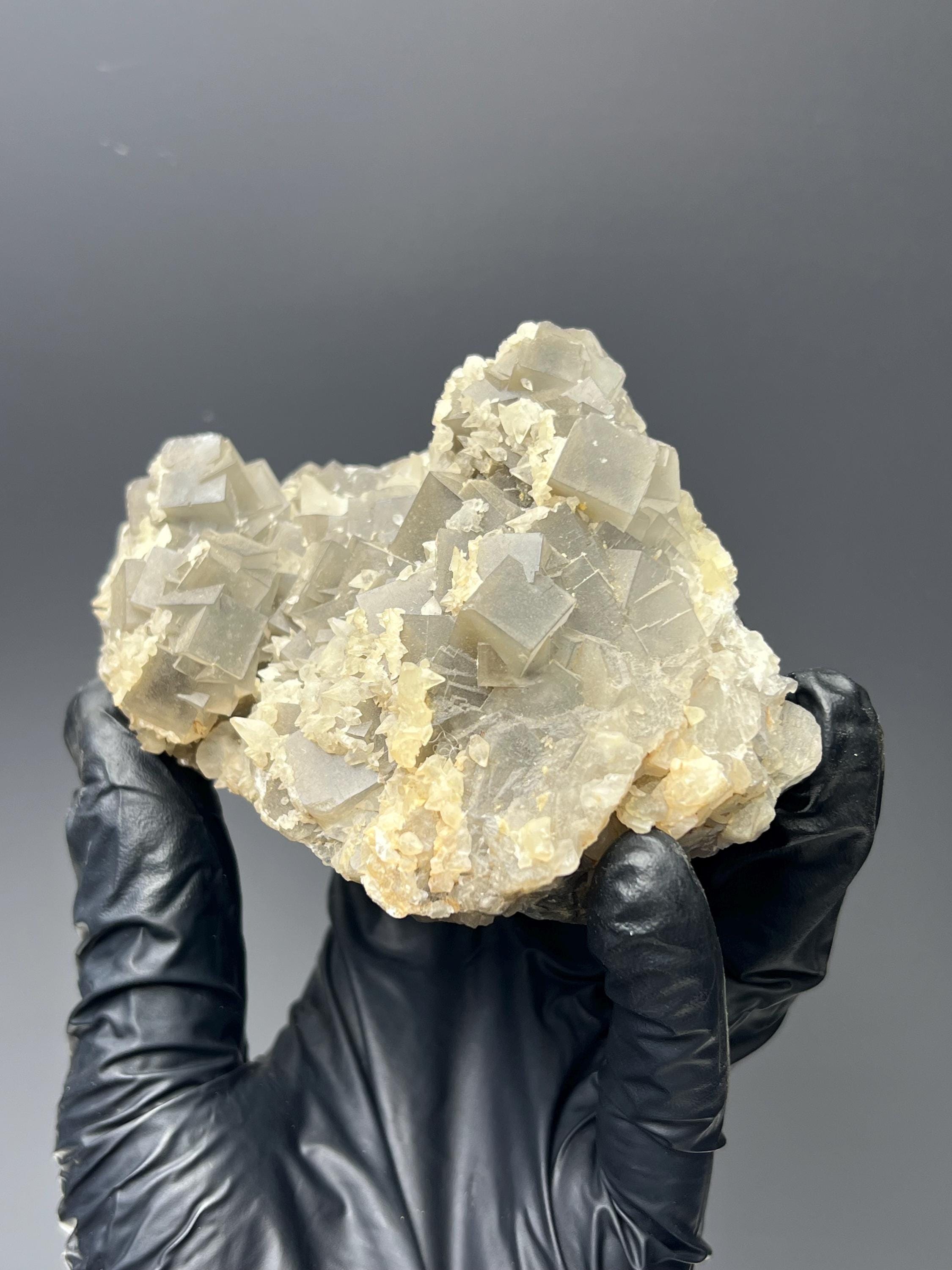 Calcite With Fluorite Specimen - Crystal Gemstone AE 