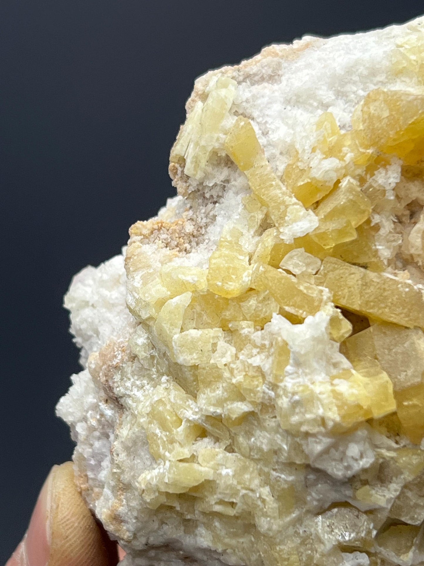 Yellow Barite On Calcite - Crystal Gemstone AE 