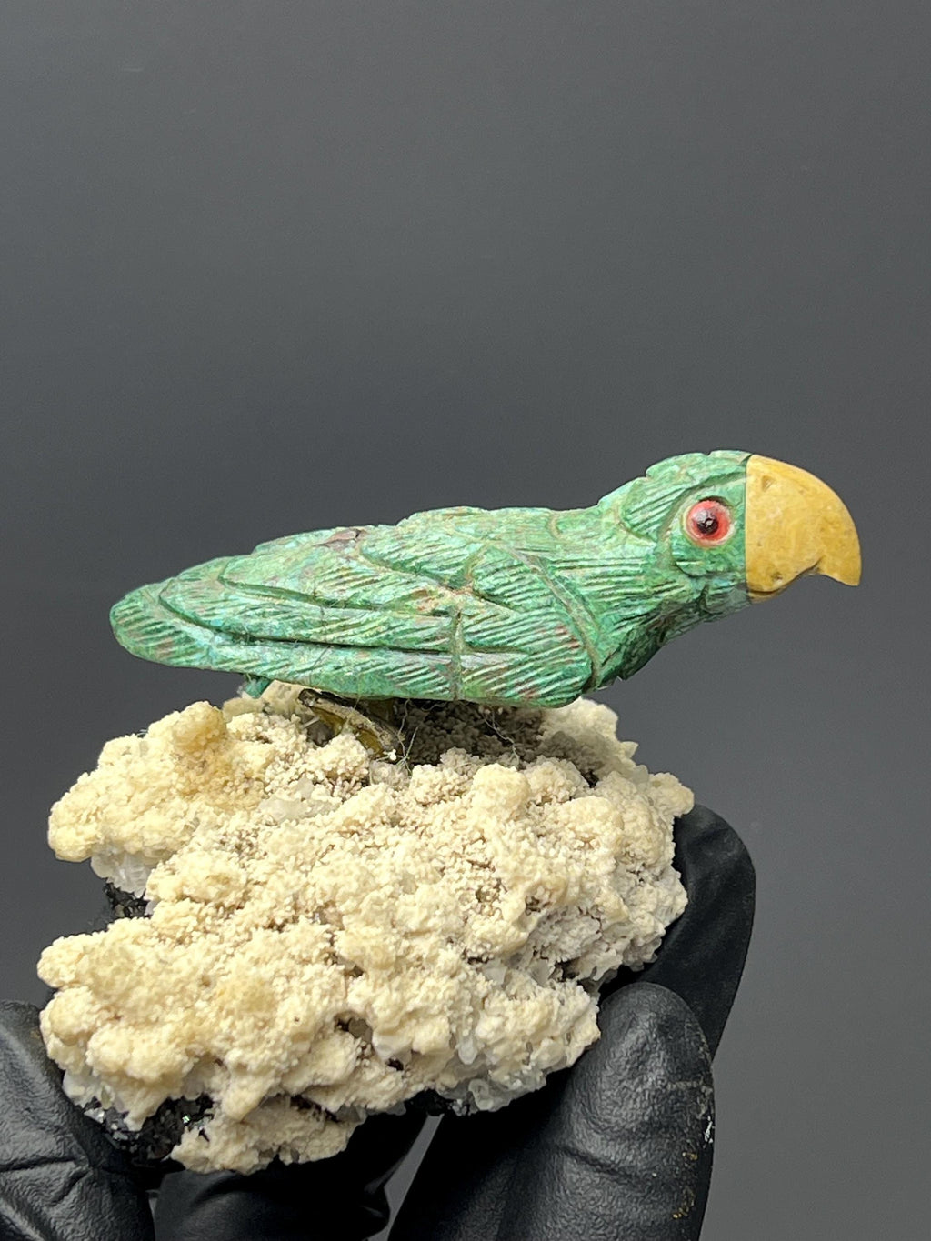 Calcite And Galena Stone With Natural Stone Bird - Crystal Gemstone AE 