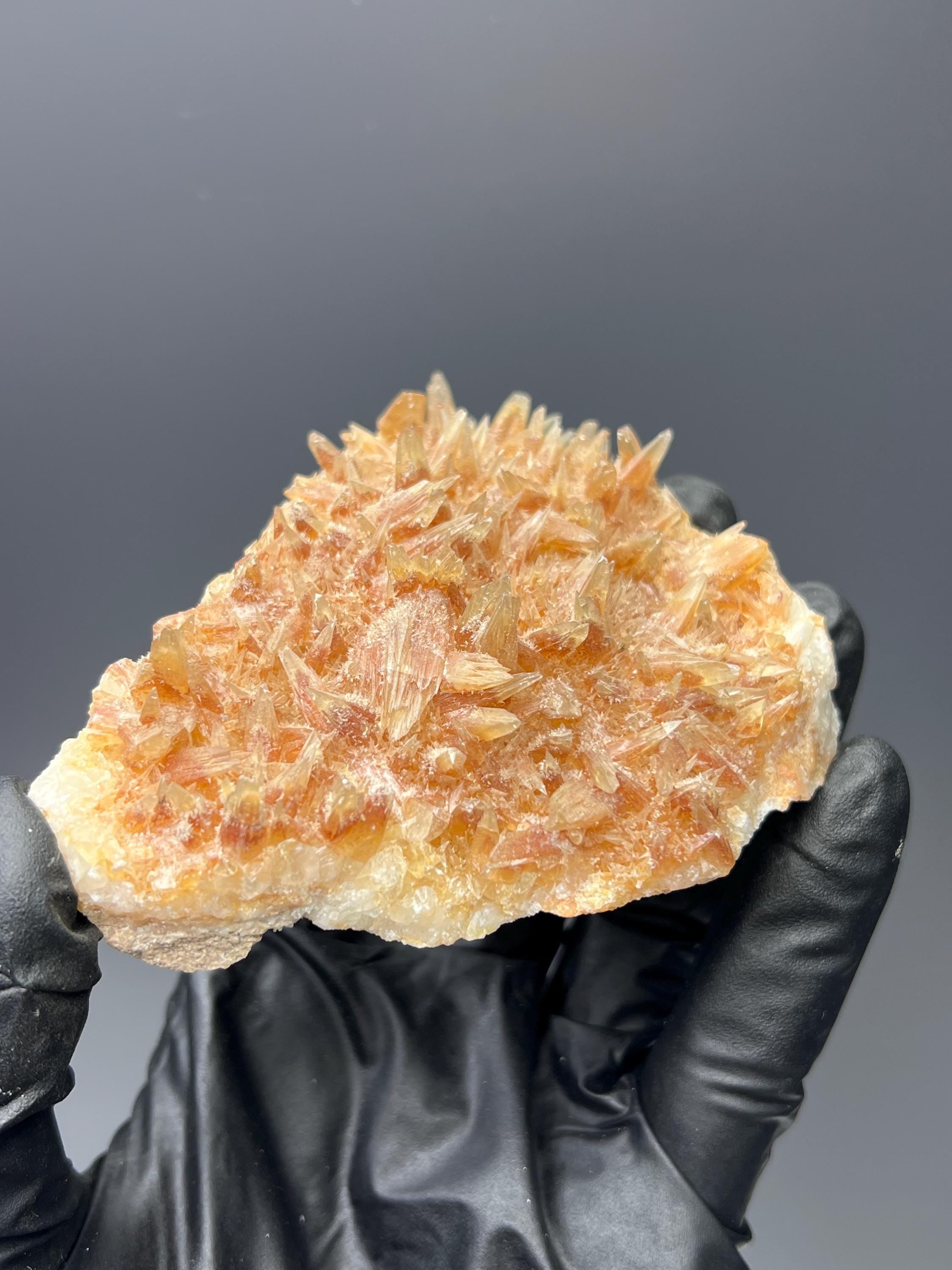 Feather Orange Crystal Calcite Specimen - Crystal Gemstone AE 