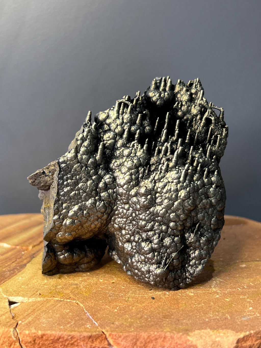 Very Showy Golden Color Stalactite And Botryoidal Formation Goethite Specimen - Crystal Gemstone AE 
