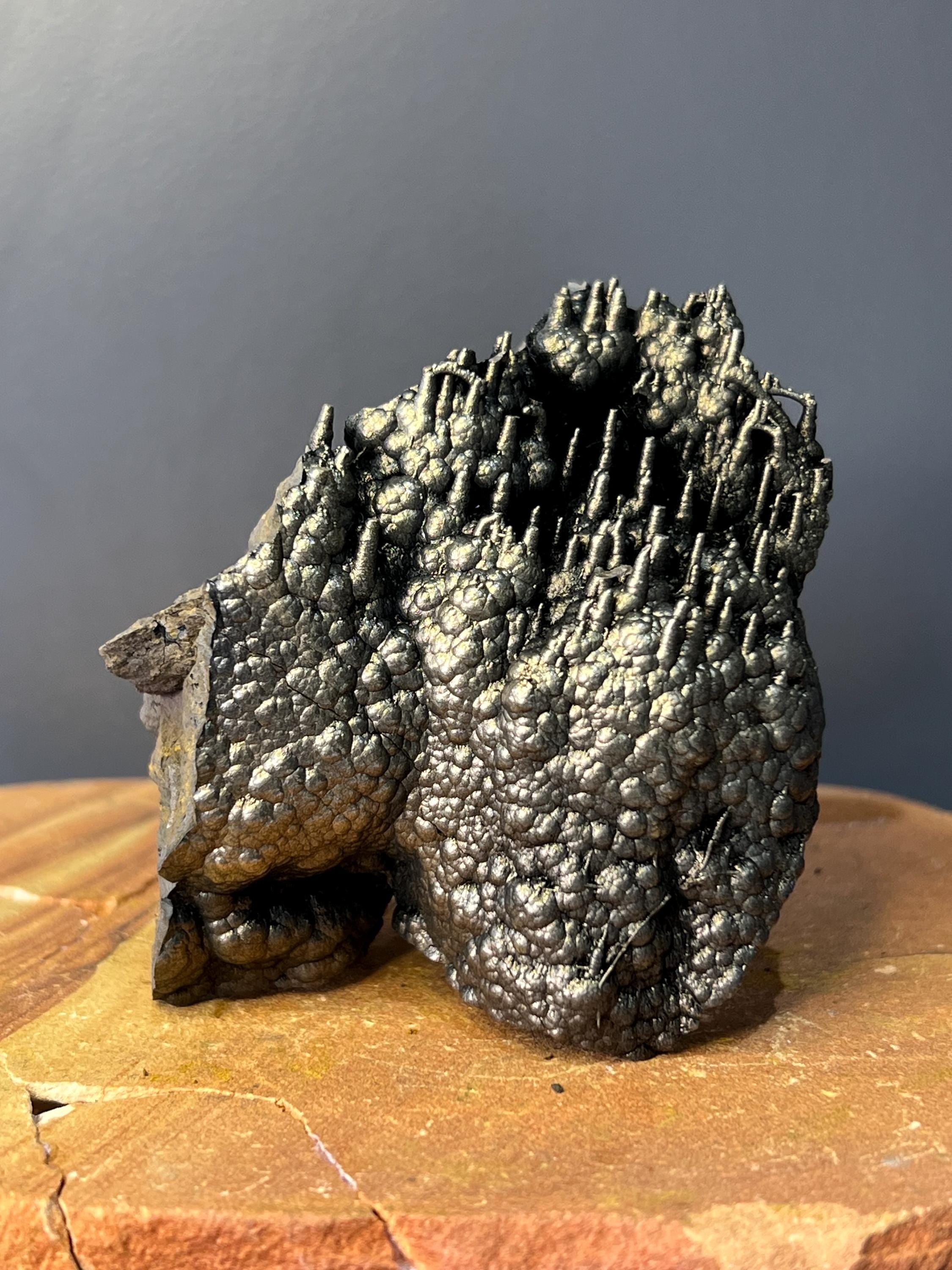 Very Showy Golden Color Stalactite And Botryoidal Formation Goethite Specimen - Crystal Gemstone AE 