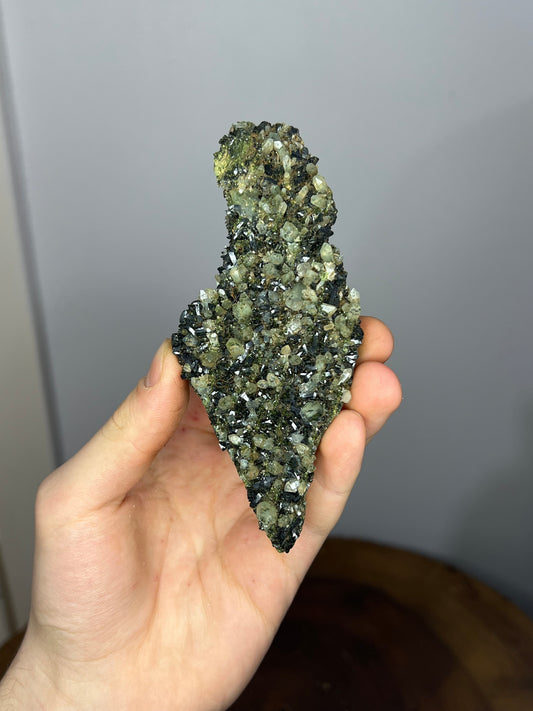 Black Epidote With Green Lodolite Quartz