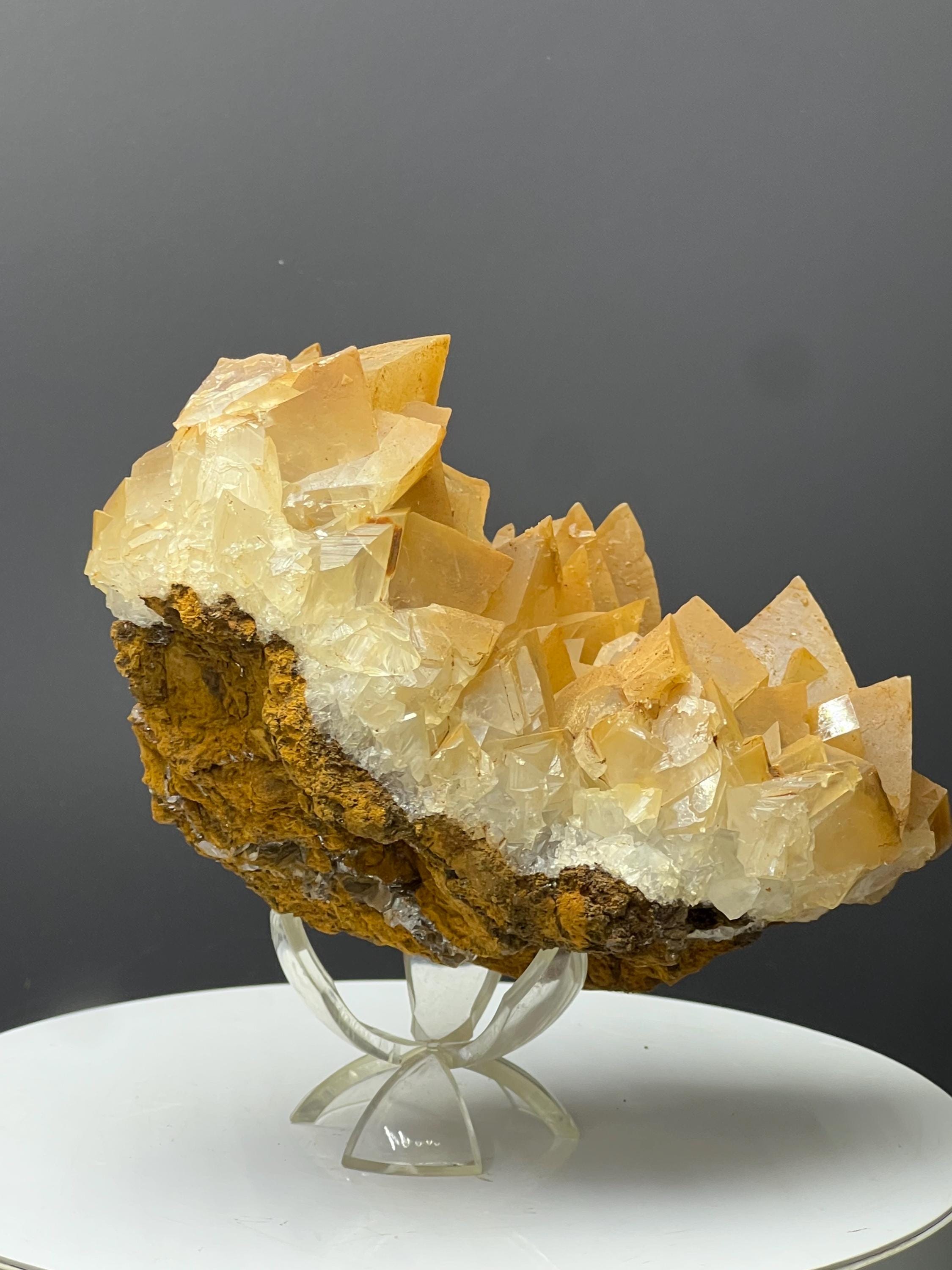 Very Special Orange Crystal Calcite Specimen - Crystal Gemstone AE 
