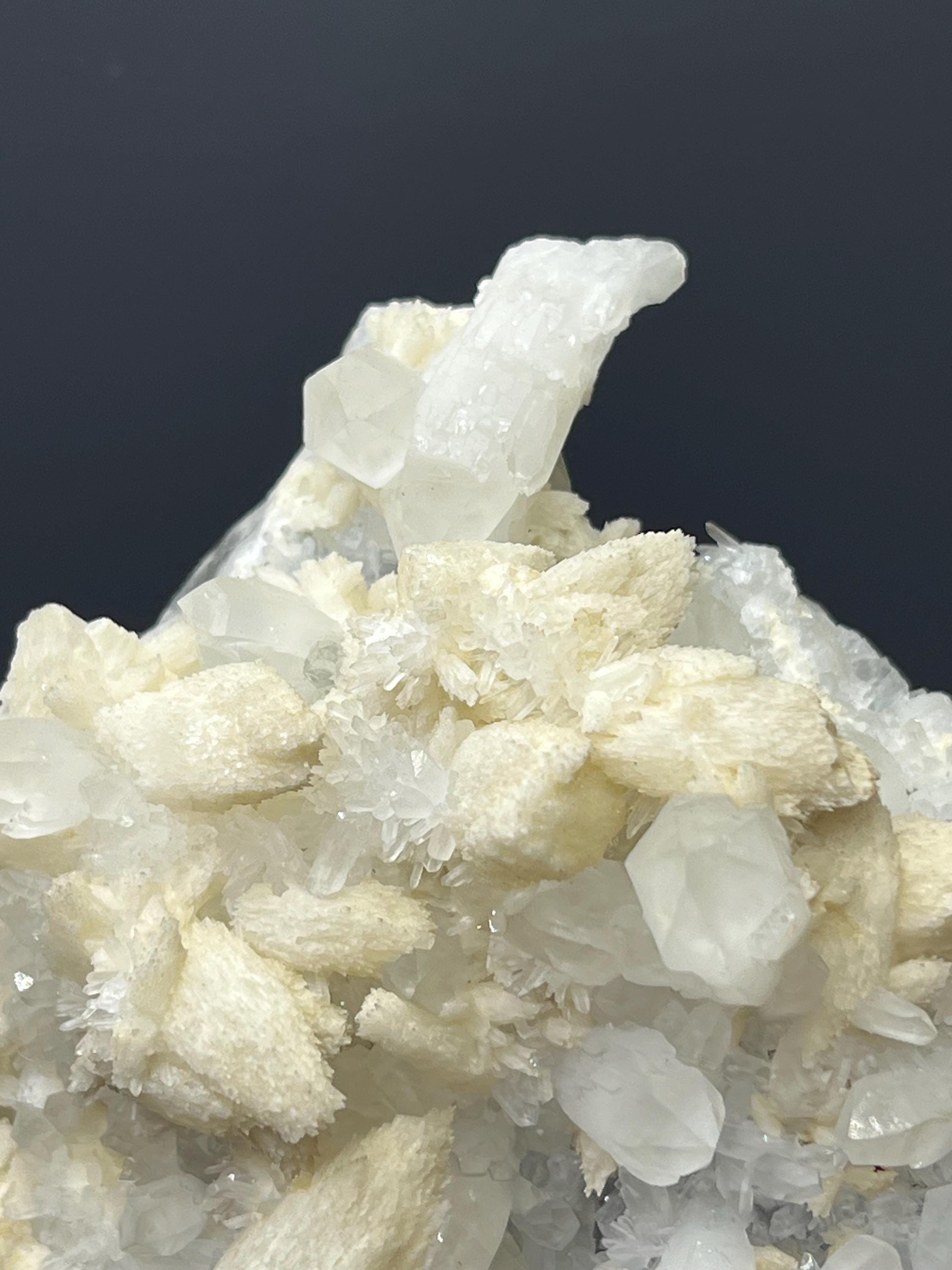 Snow Crystal Calcite With Crystal Quartz - Crystal Gemstone AE 