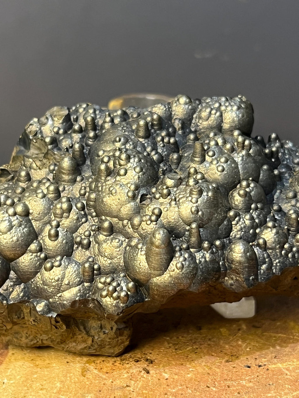 Very Showy Golden Color Stalactite And Botryoidal Formation Goethite Specimen - Crystal Gemstone AE 