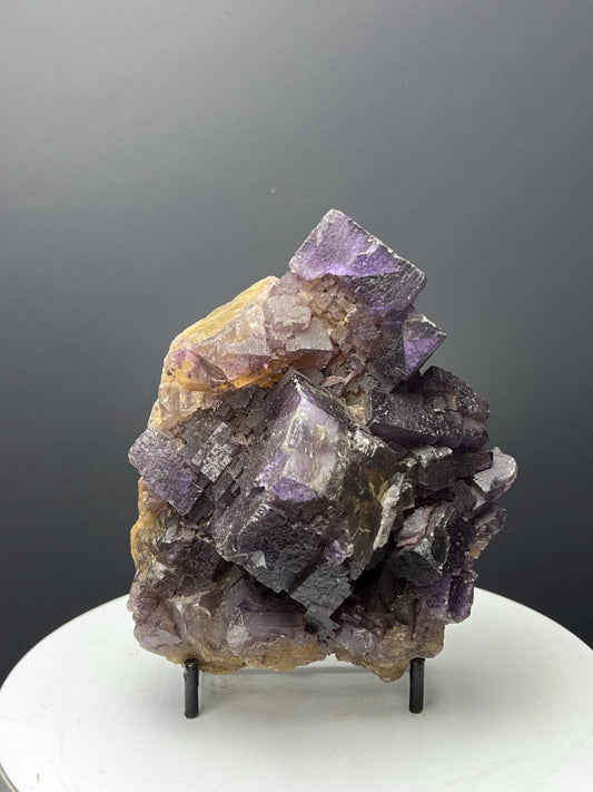 Yellow And Purple Color Phantom Fluorite Specimen - Crystal Gemstone AE 