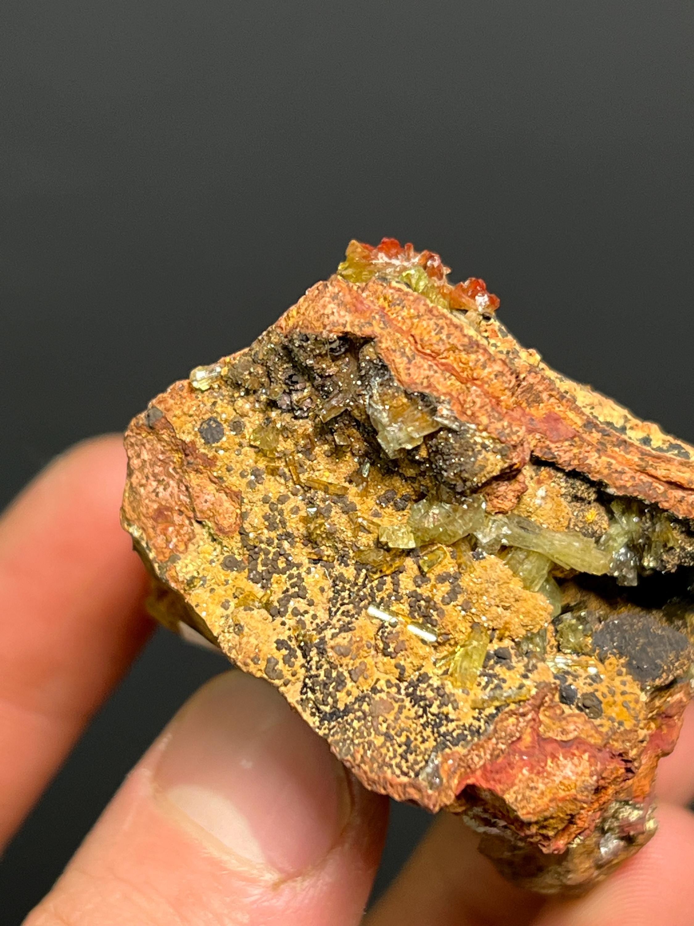 Adamite Goethite - Mexico - Crystal Gemstone AE 