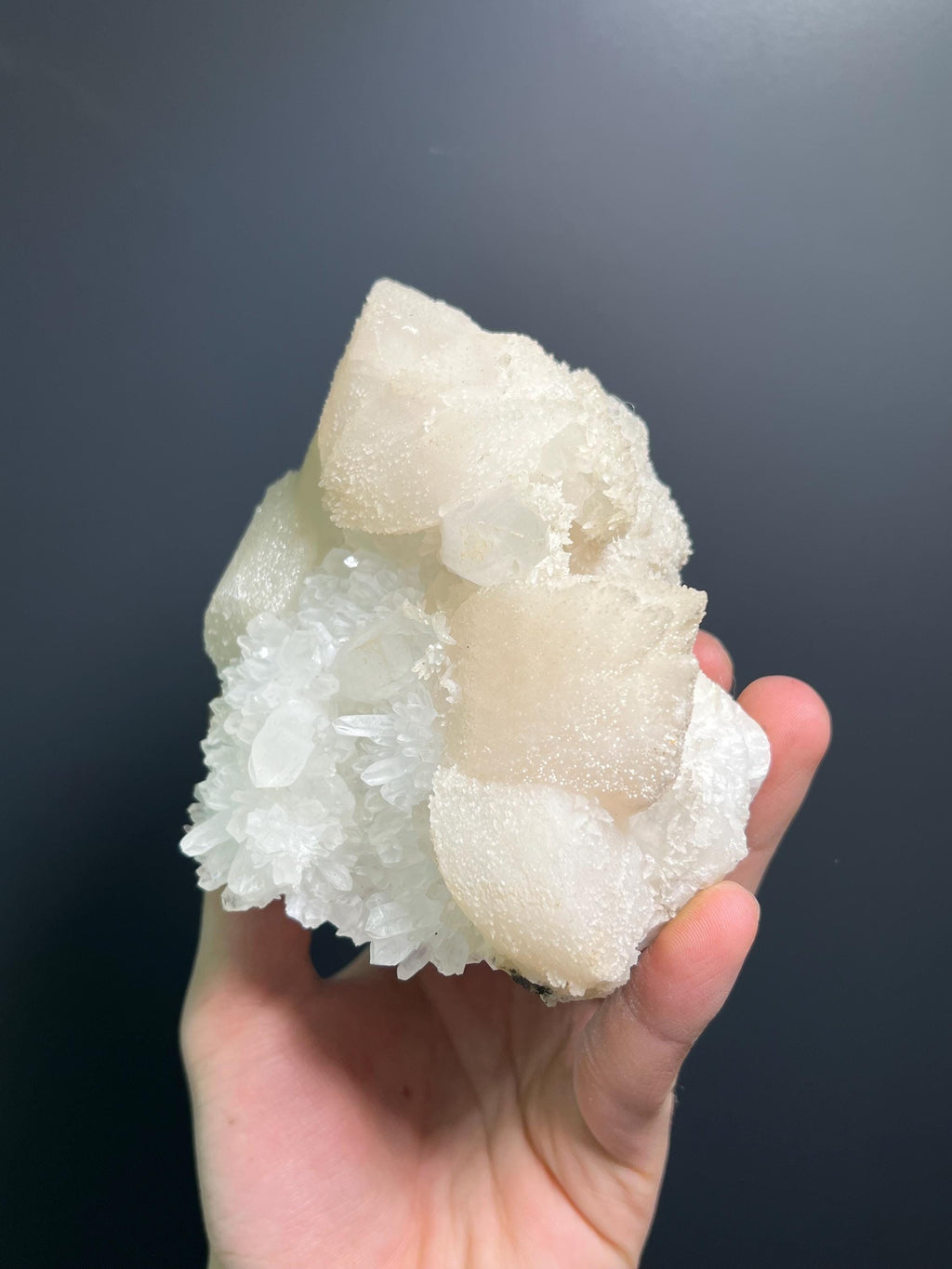 Lilac Calcite with Crystal Quartz Specimen, 884gram, Turkey Origin - Crystal Gemstone AE 