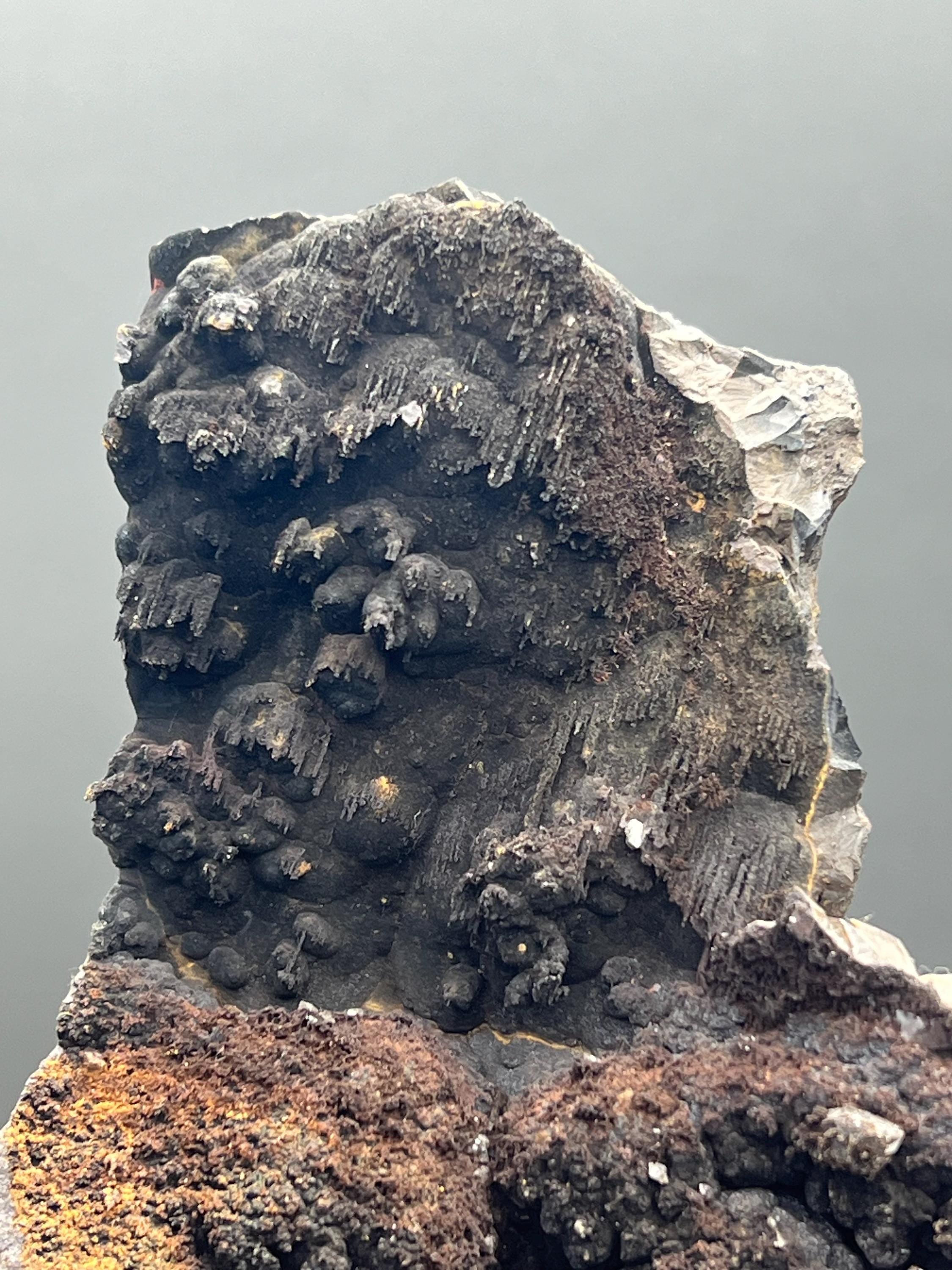 Calcite And Limonite On Goethite - Crystal Gemstone AE 