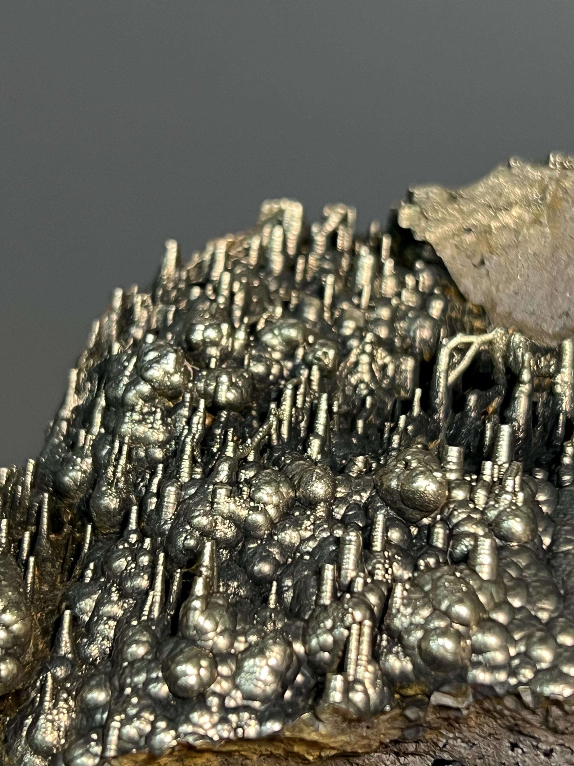 Museum Grade Very Showy Stalactite And Botryoidal Formation Golden Color Goethite, For Special Collection - Crystal Gemstone AE 