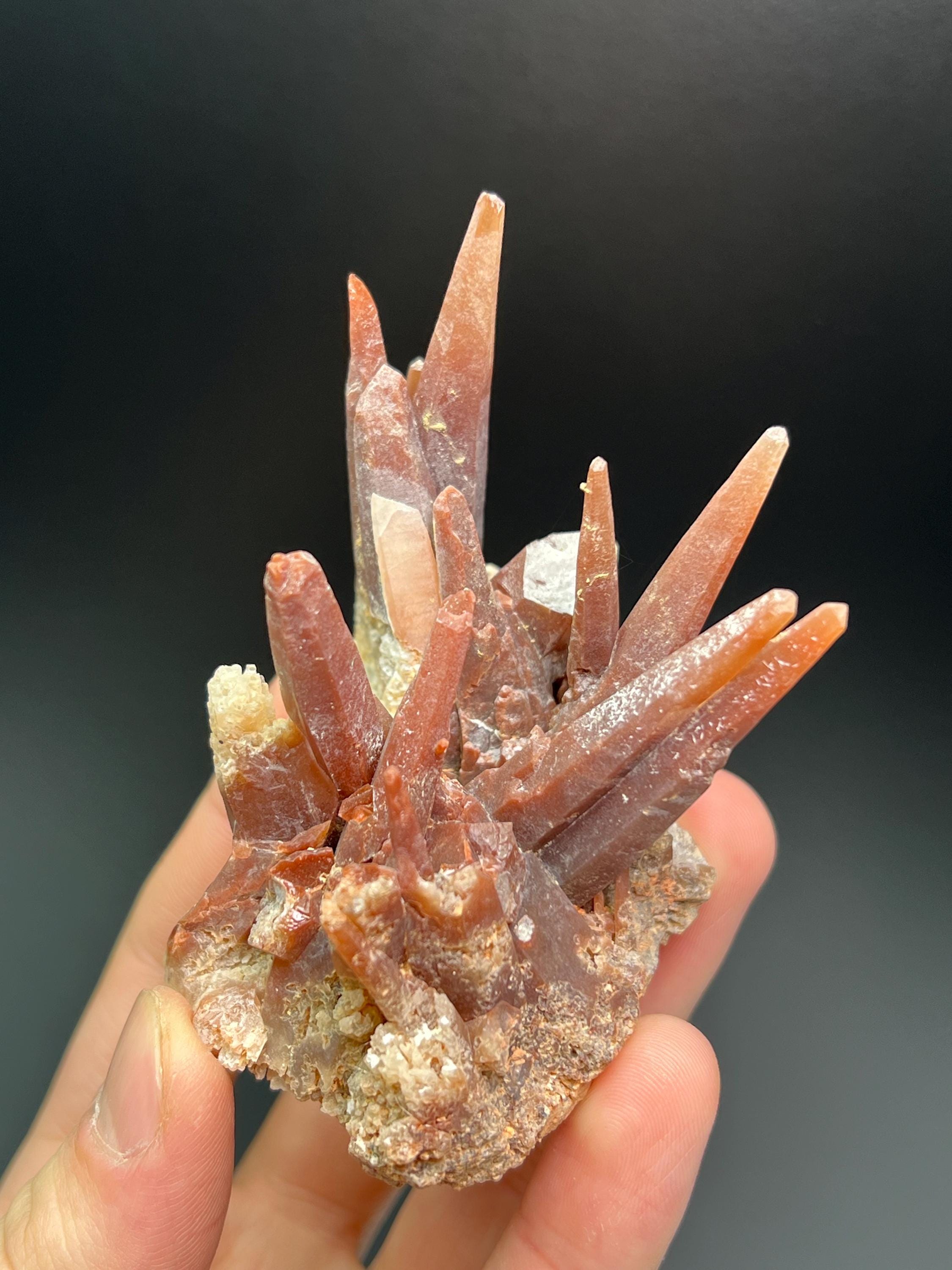Red Crystal Quartz Specimen - Crystal Gemstone AE 