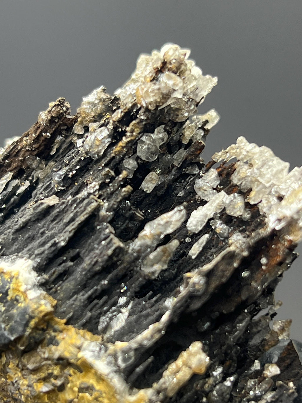Crystal Calcite On Stalactite Goethite Specimen - Crystal Gemstone AE 