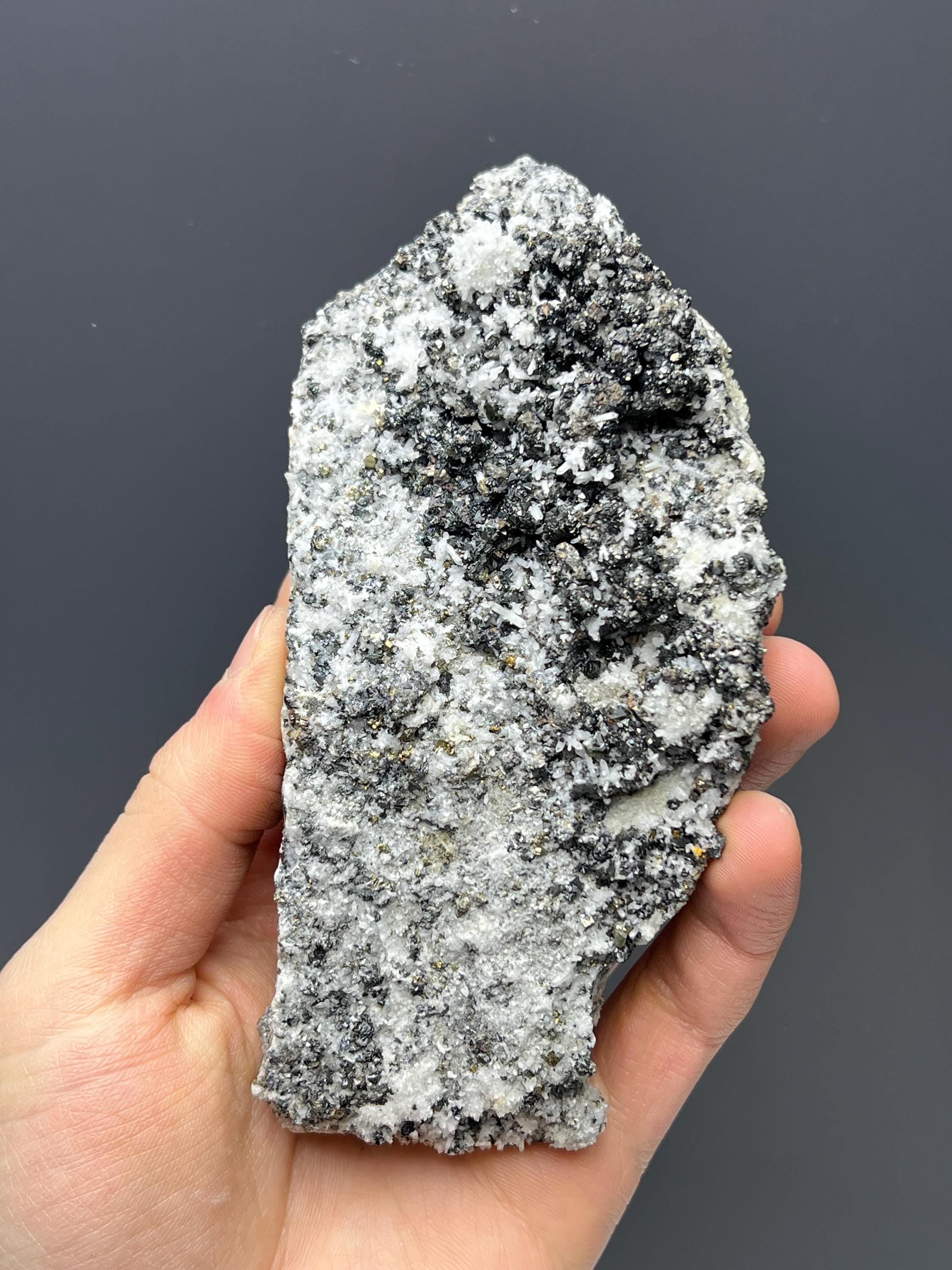 Rainbow Pyrite With Crystal Quartz - Crystal Gemstone AE 