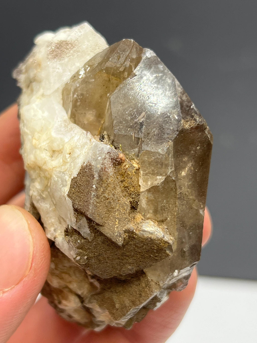 Calcite With Smoky Quartz - Crystal Gemstone AE 