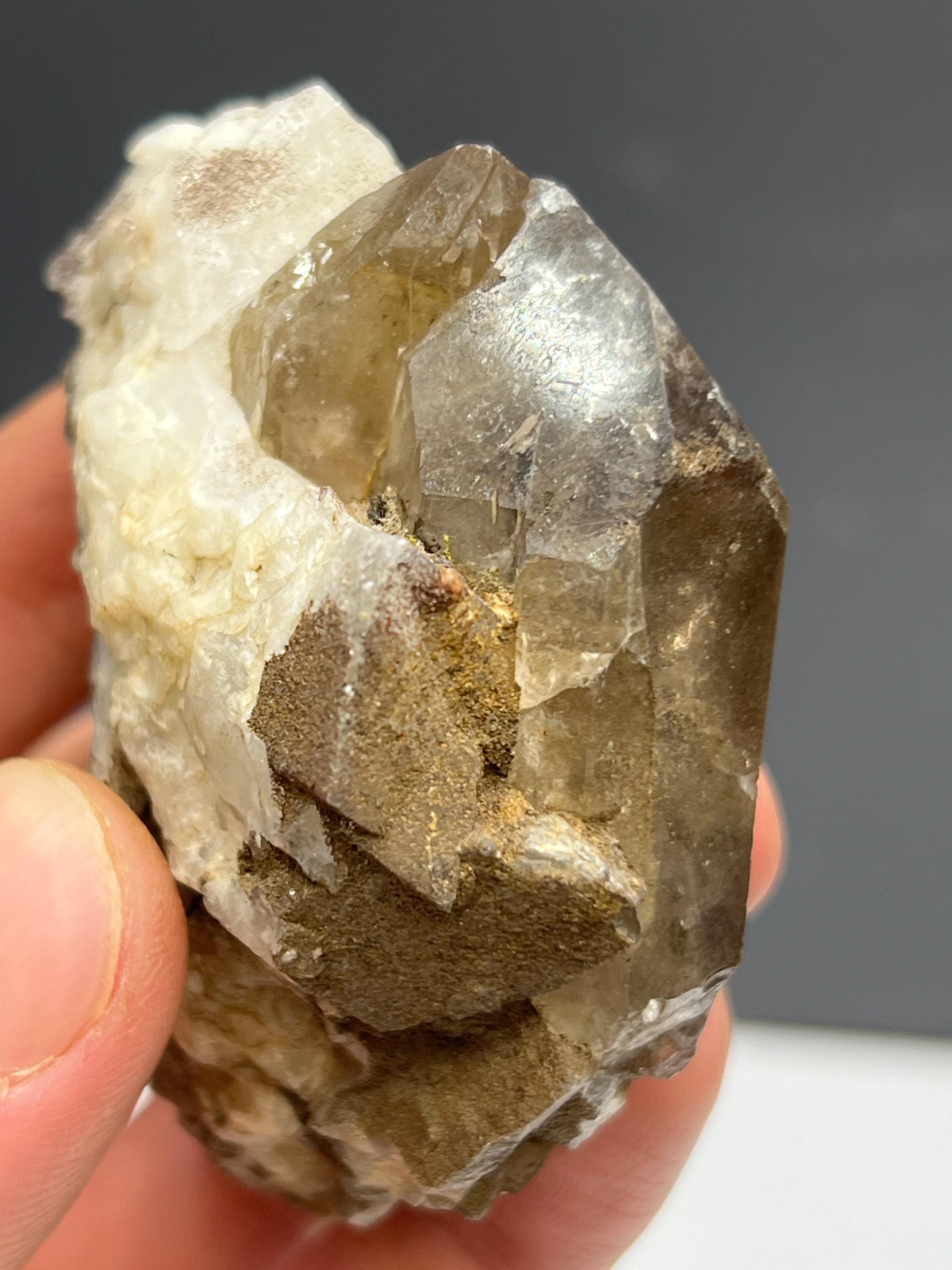 Calcite With Smoky Quartz - Crystal Gemstone AE 
