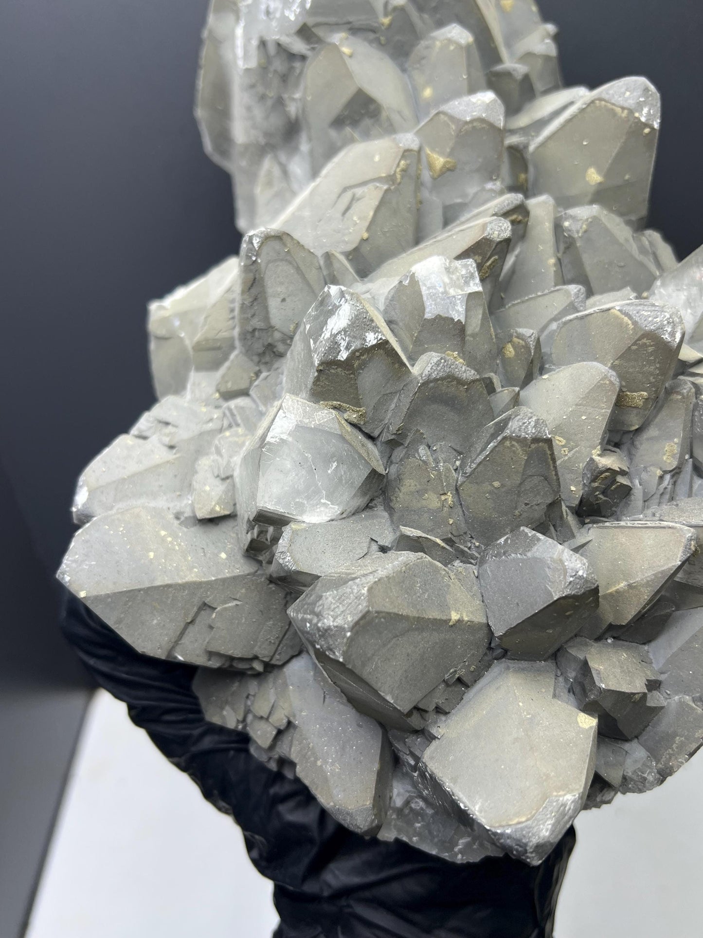 Museum Quality! Extra Large Pyrite With Gray Crystal Calcite