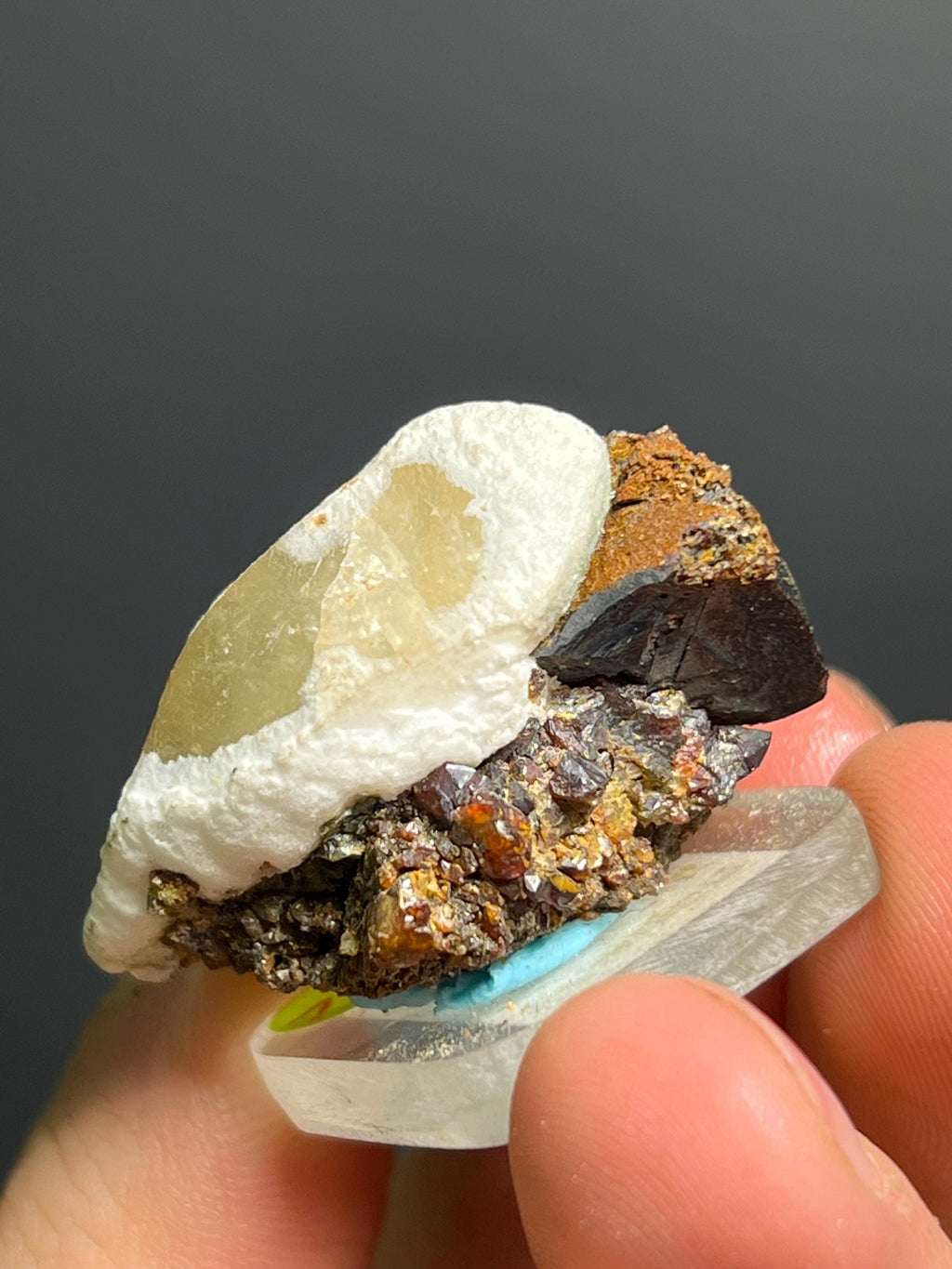 Calcite And Sphalerite With Travertine Specimen, 20gram - Crystal Gemstone AE 