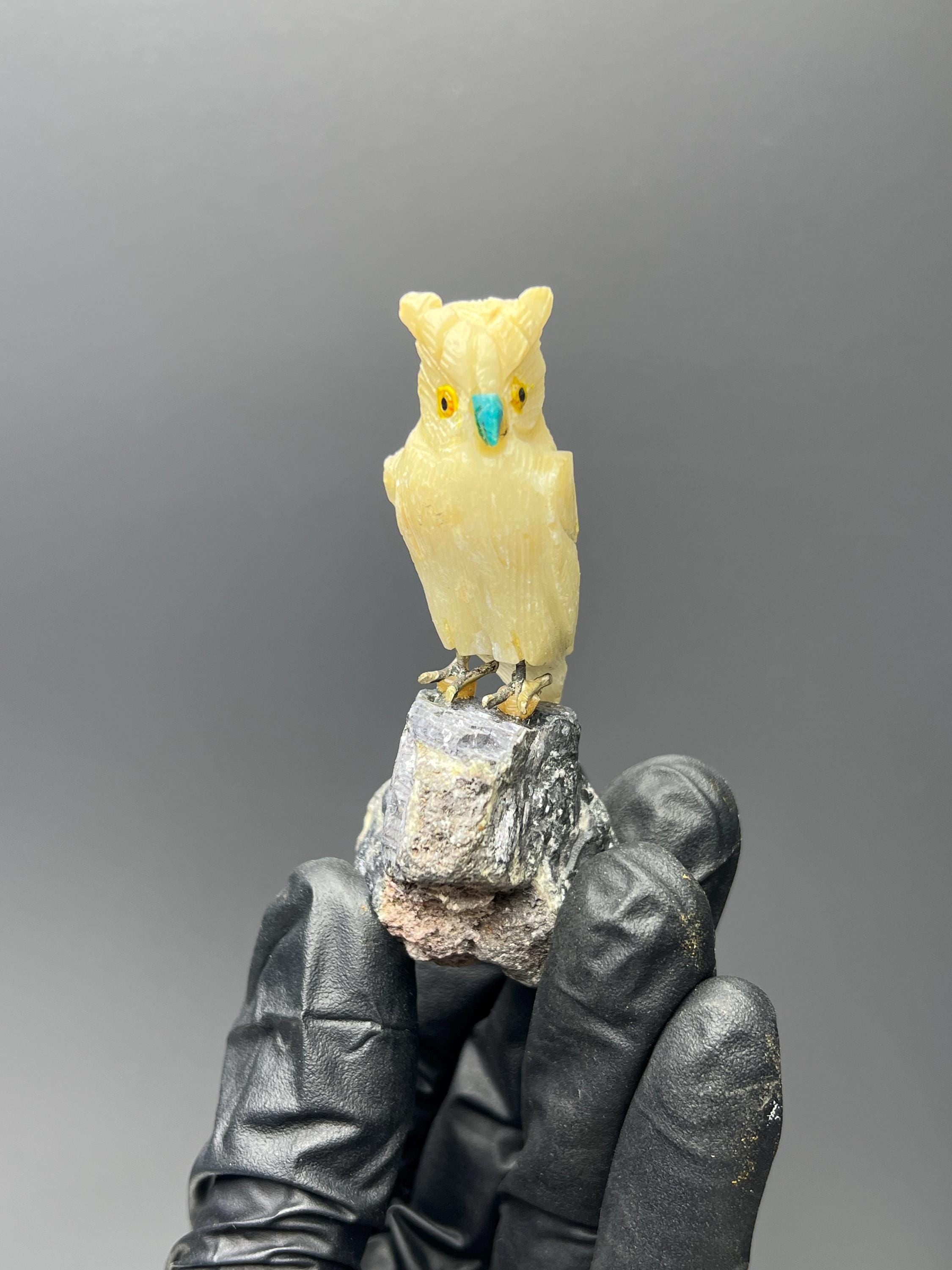 Galena Stone With Natural Stone Bird - Crystal Gemstone AE 