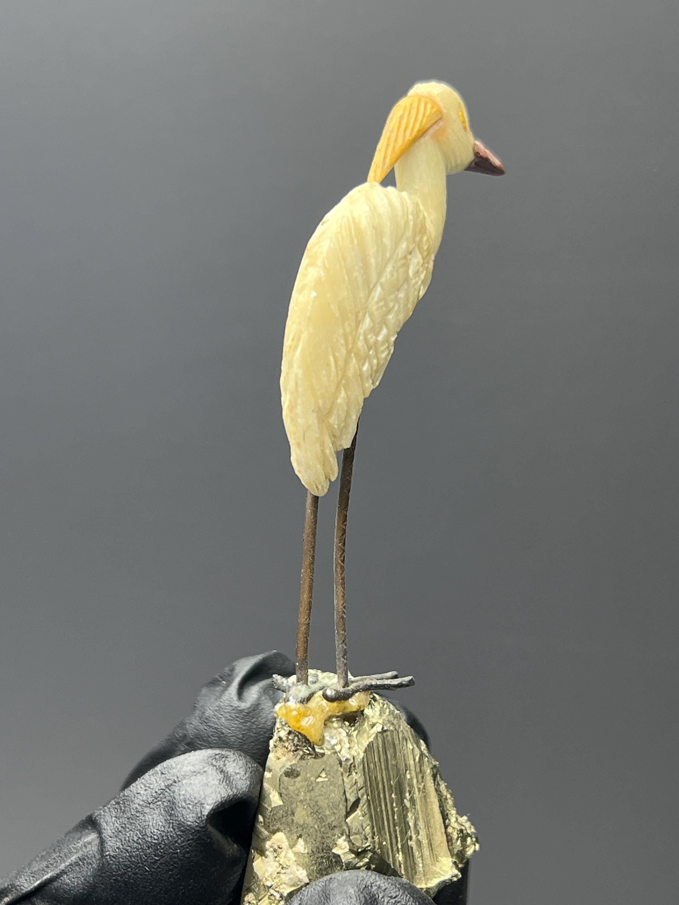 Pyrite Stone With Natural Stone Bird - Crystal Gemstone AE 
