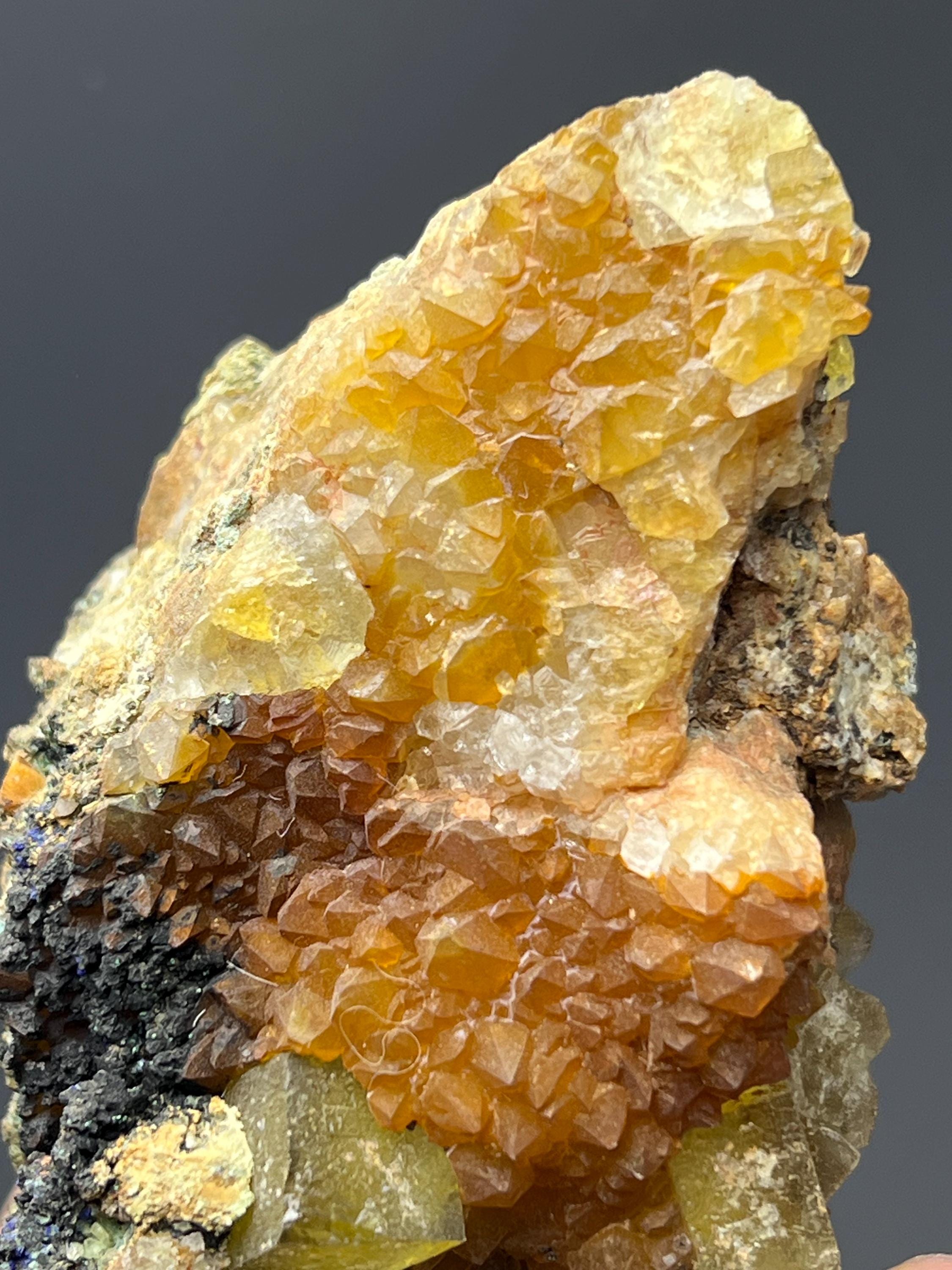 Azurite And Calcite With Sugar Fluorite Specimen - Crystal Gemstone AE 