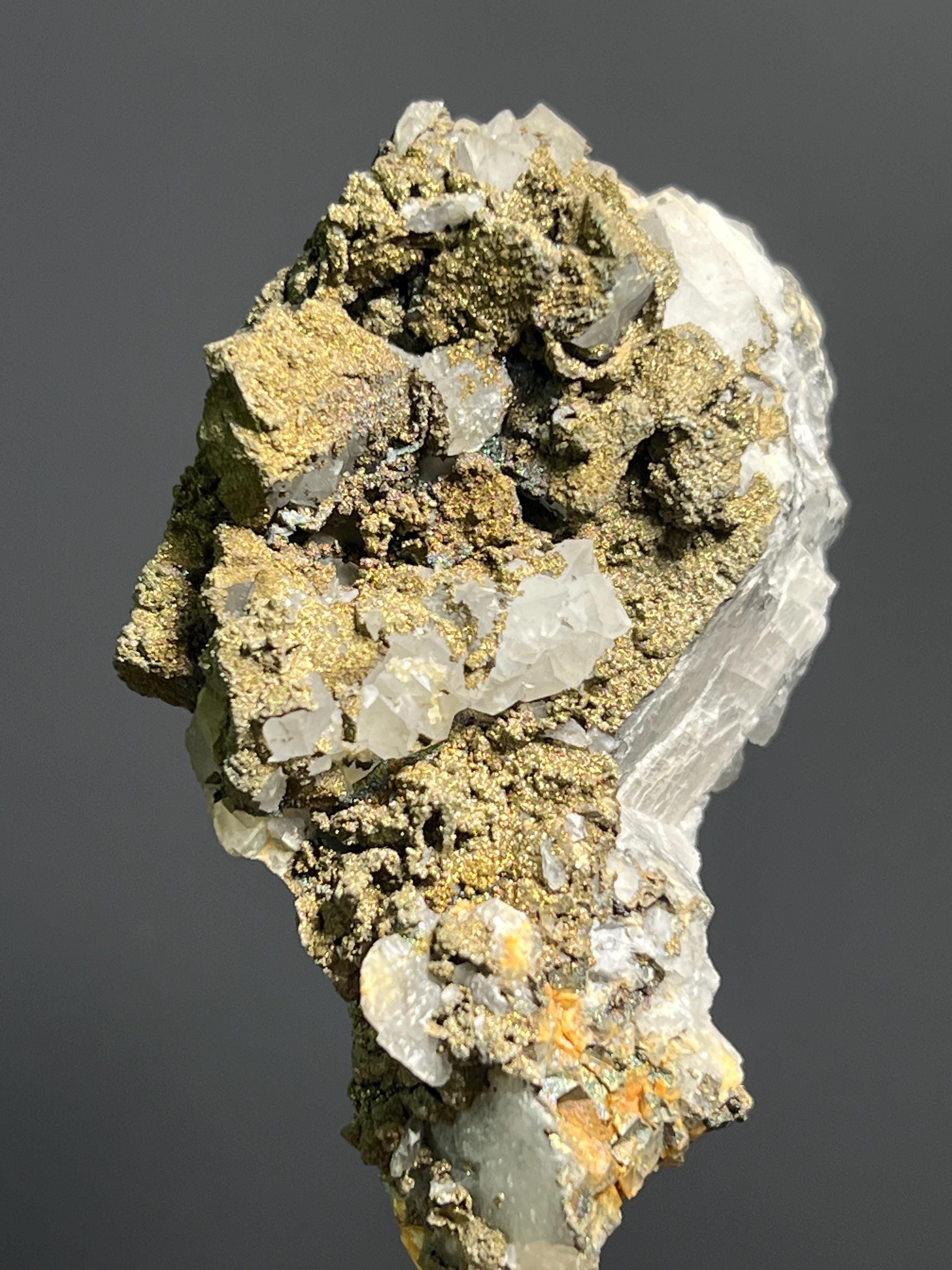 Pyrite On Crystal Quartz Specimen, 100gram - Crystal Gemstone AE 