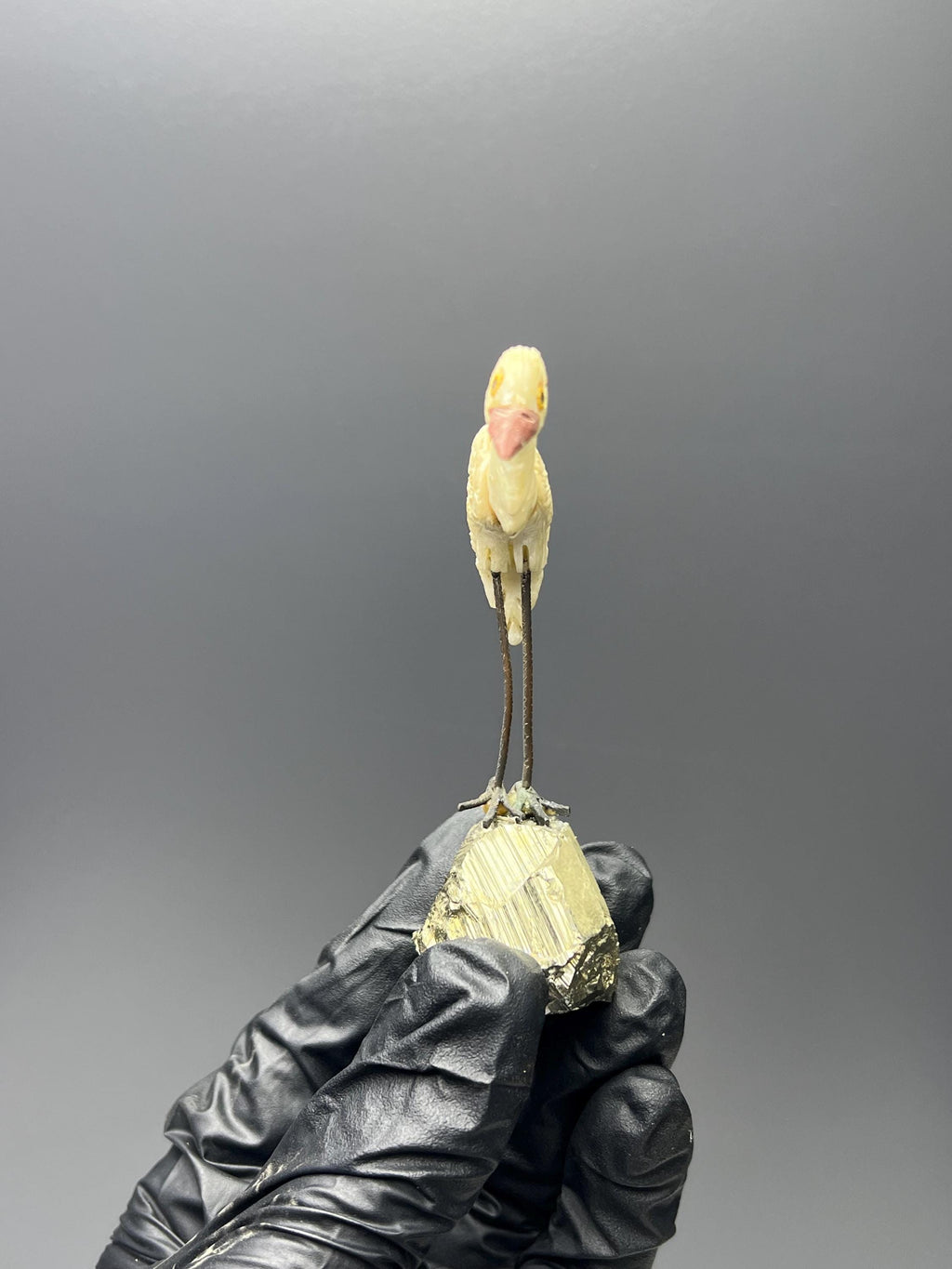 Pyrite Stone With Natural Stone Bird - Crystal Gemstone AE 