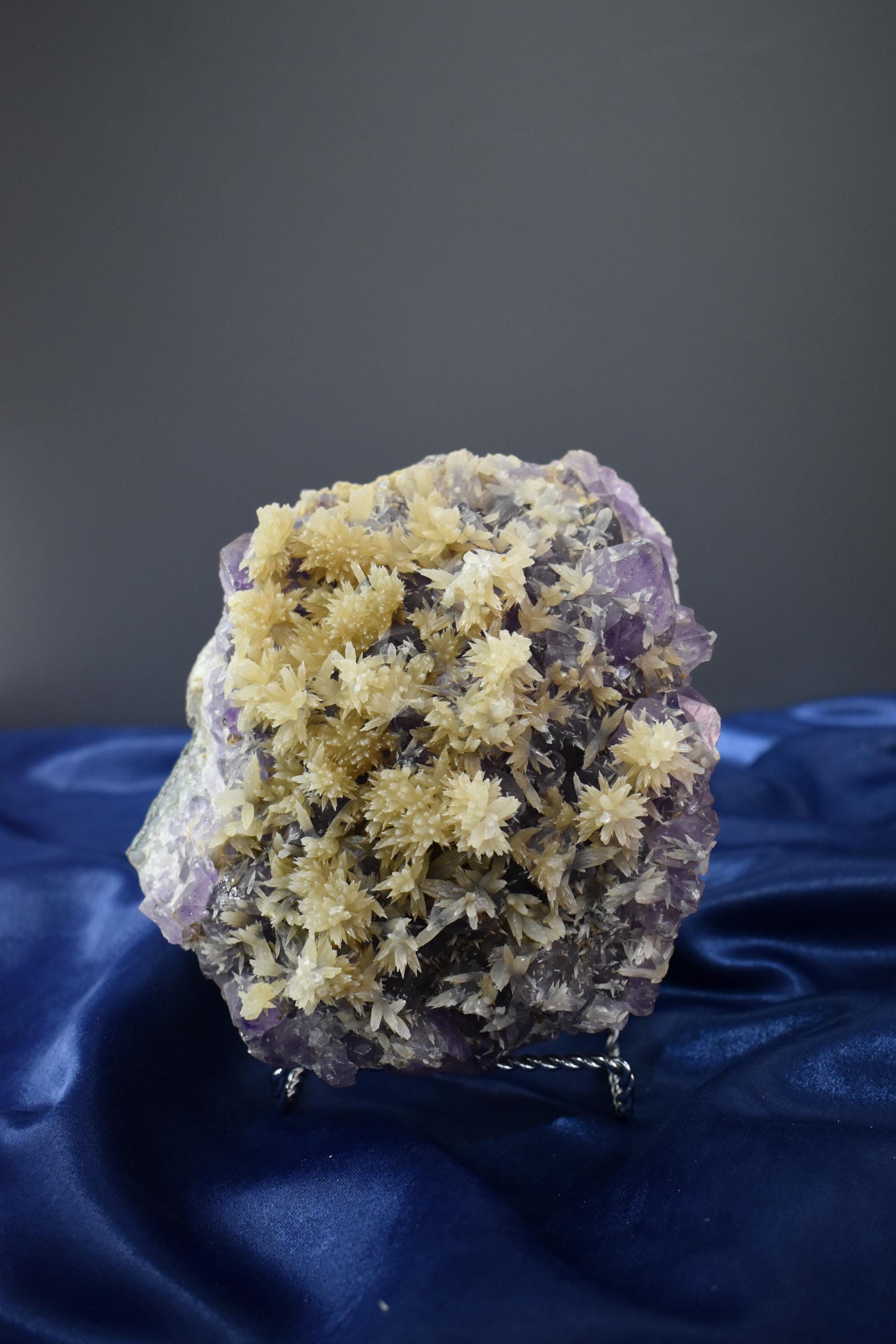 Flower Calcite With Amethyst Specimen - Crystal Gemstone AE 