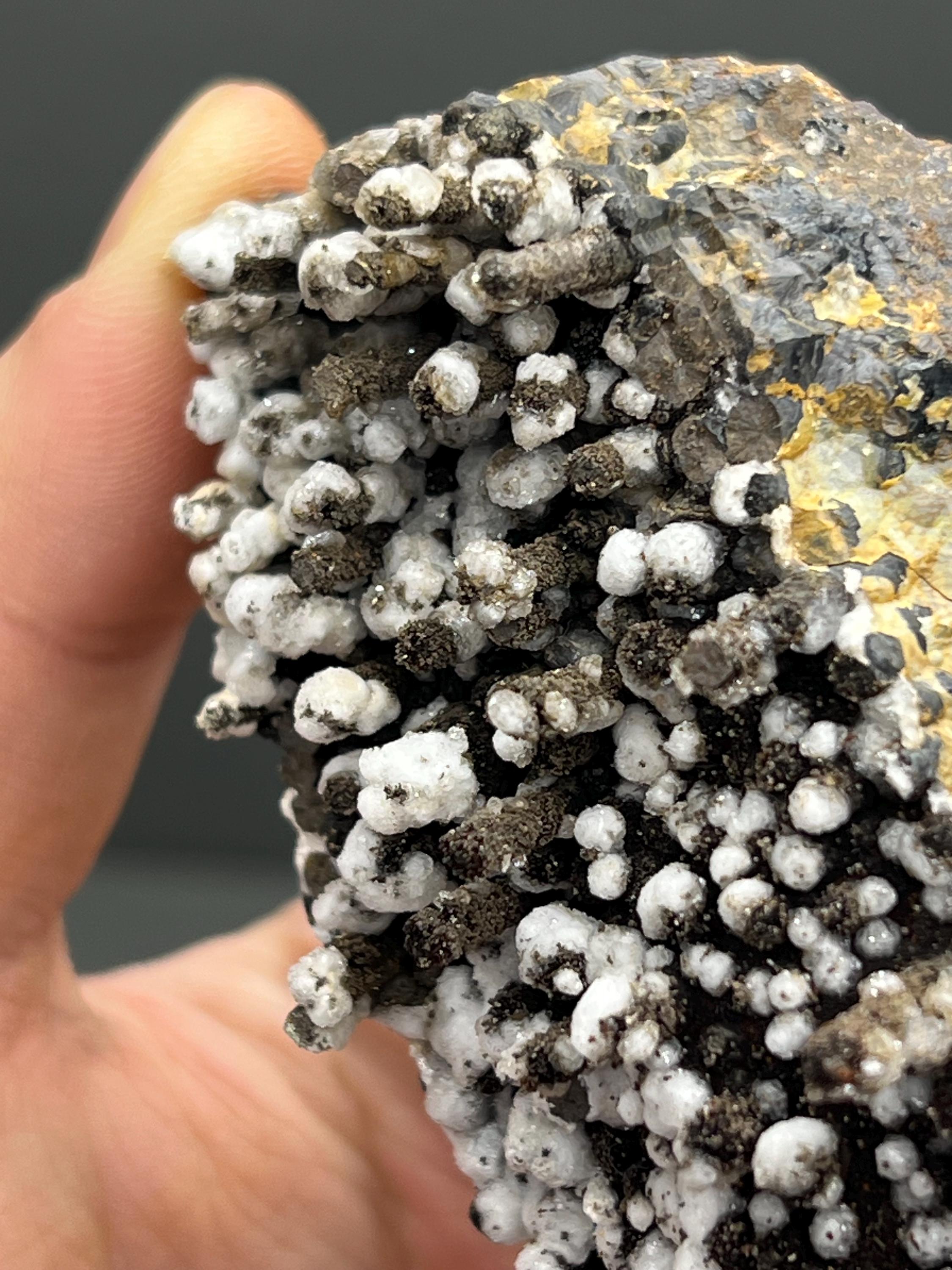 Museum Grade Snow Crystal Calcite On Stalactite Hematite - Crystal Gemstone AE 