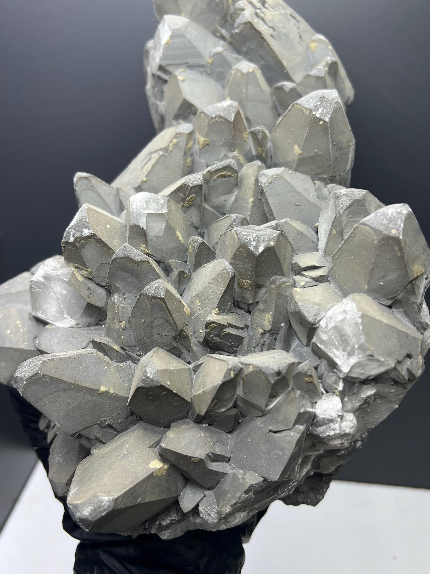 Museum Quality! Extra Large Pyrite With Gray Crystal Calcite