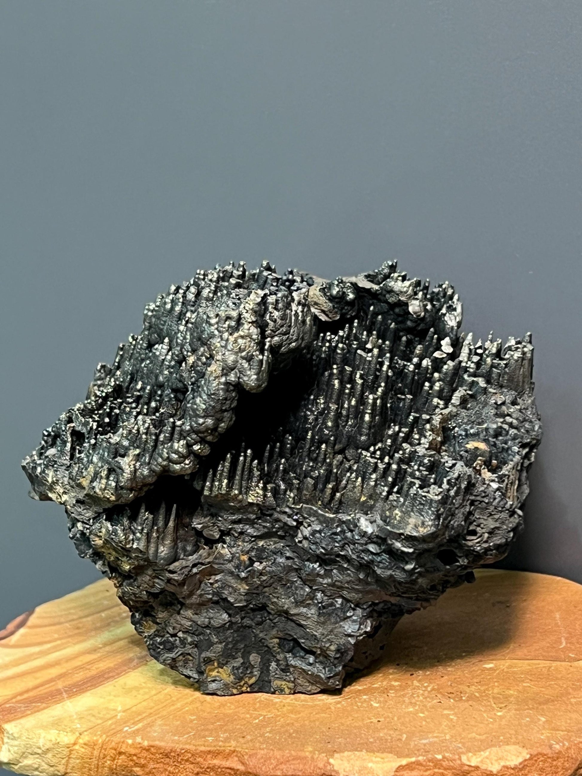 Museum Grade Double Sided Golden Color Stalactite Goethite, For Special Collection - Crystal Gemstone AE 