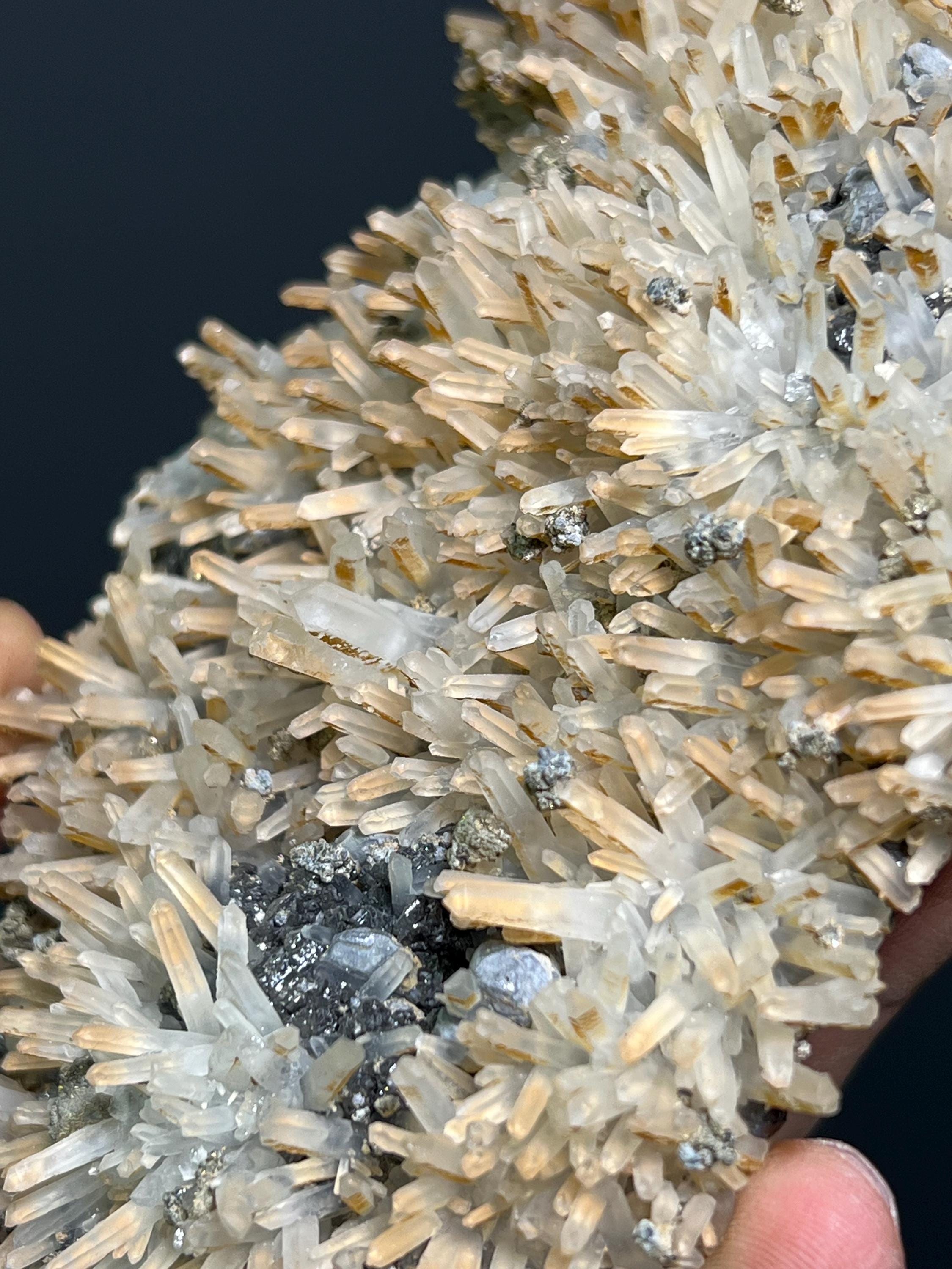 Very Special, Sphalerite And Pyrite On Gypsum Crystal Selenite Specimen, 254gram - Crystal Gemstone AE 