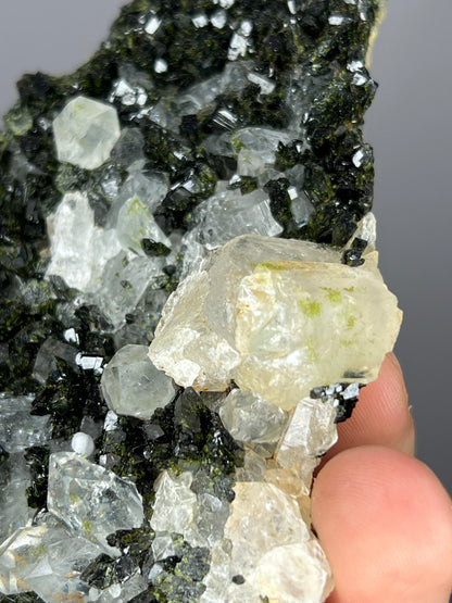 Black And Green Epidote With Quartz