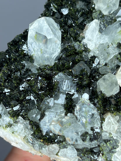 Black And Green Epidote With Quartz